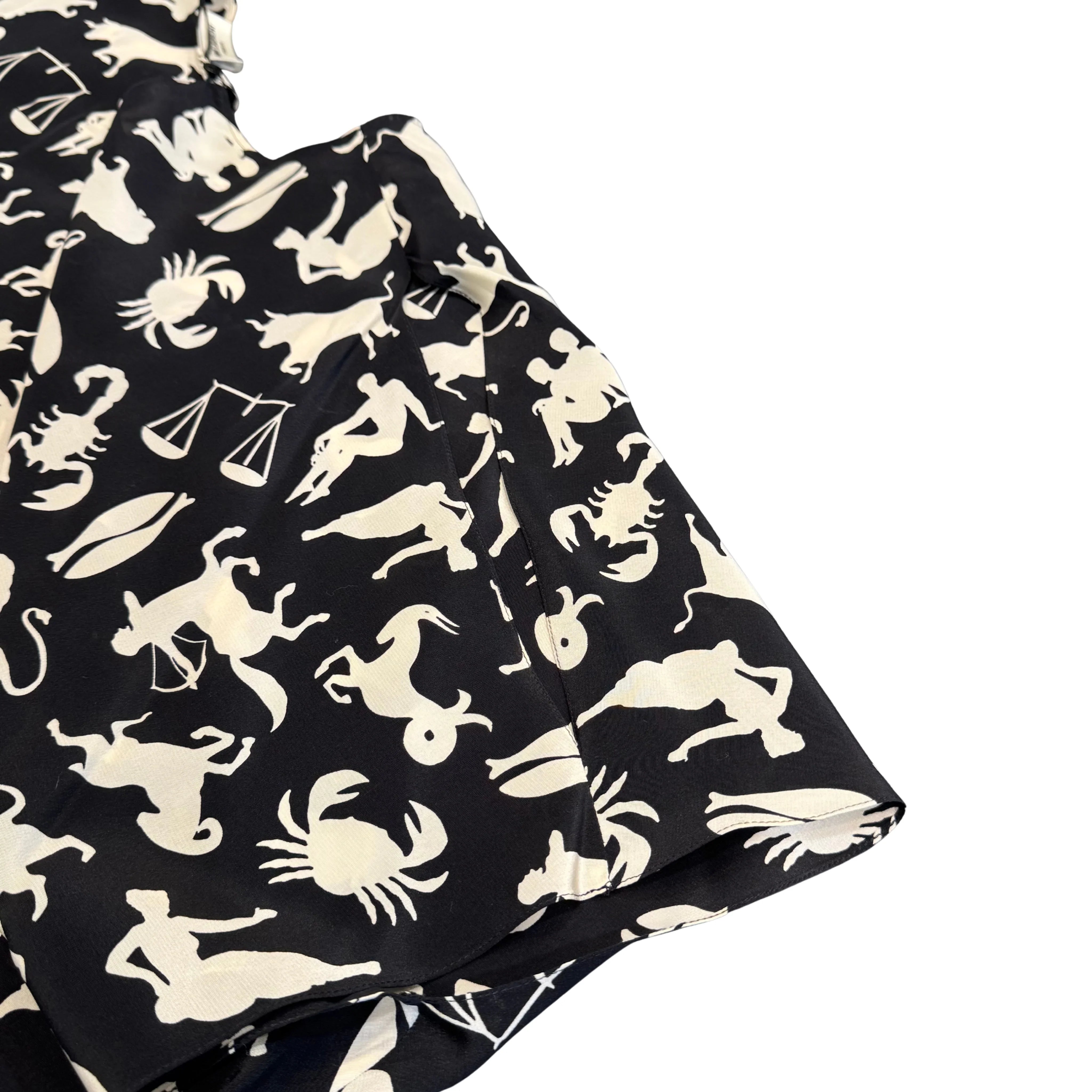 Yves Saint Laurent Black/Cream Silk Zodiac Print Blouse Shirt 40
