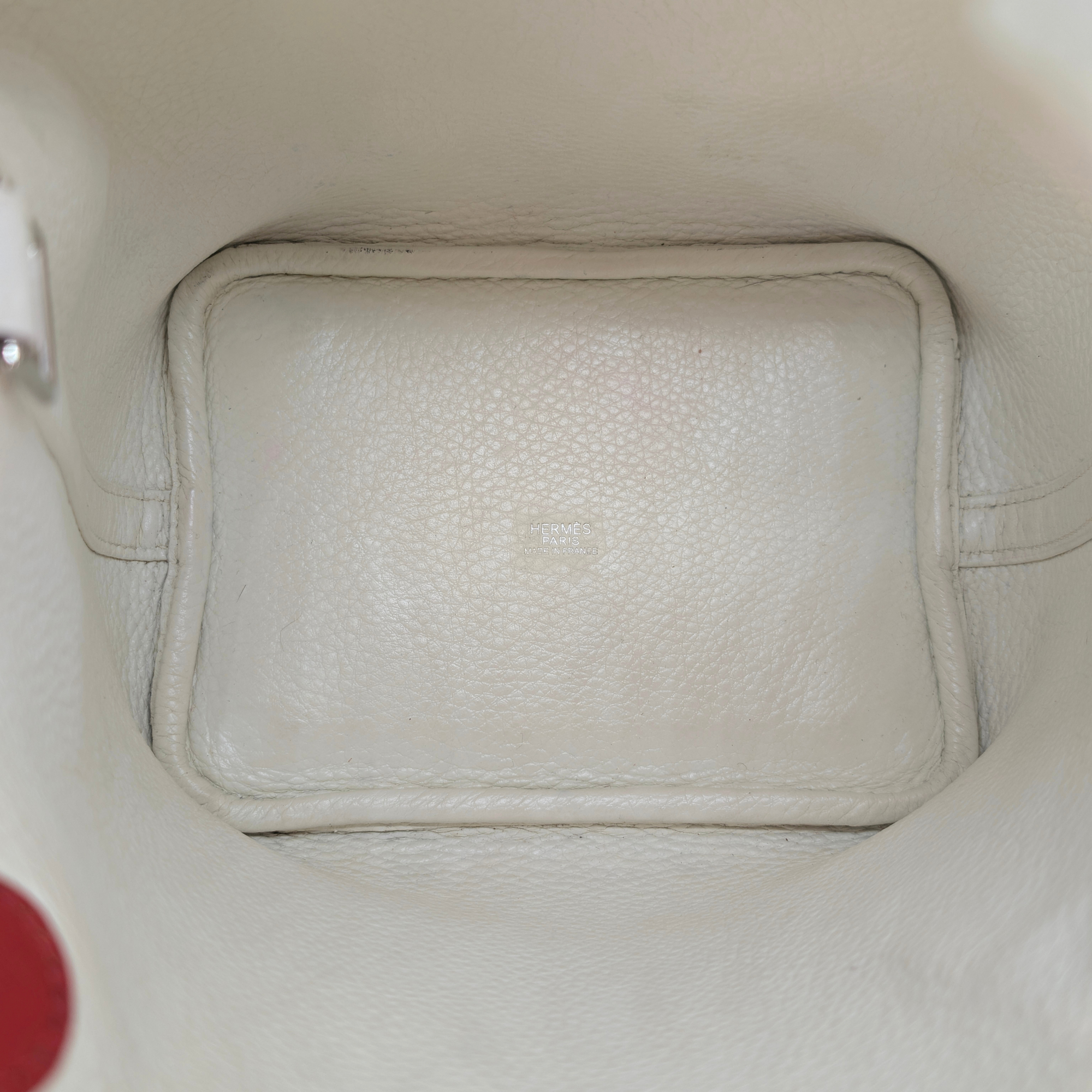 Hermès Picotin Lock PM 18 Bag Stamp J Beton/White