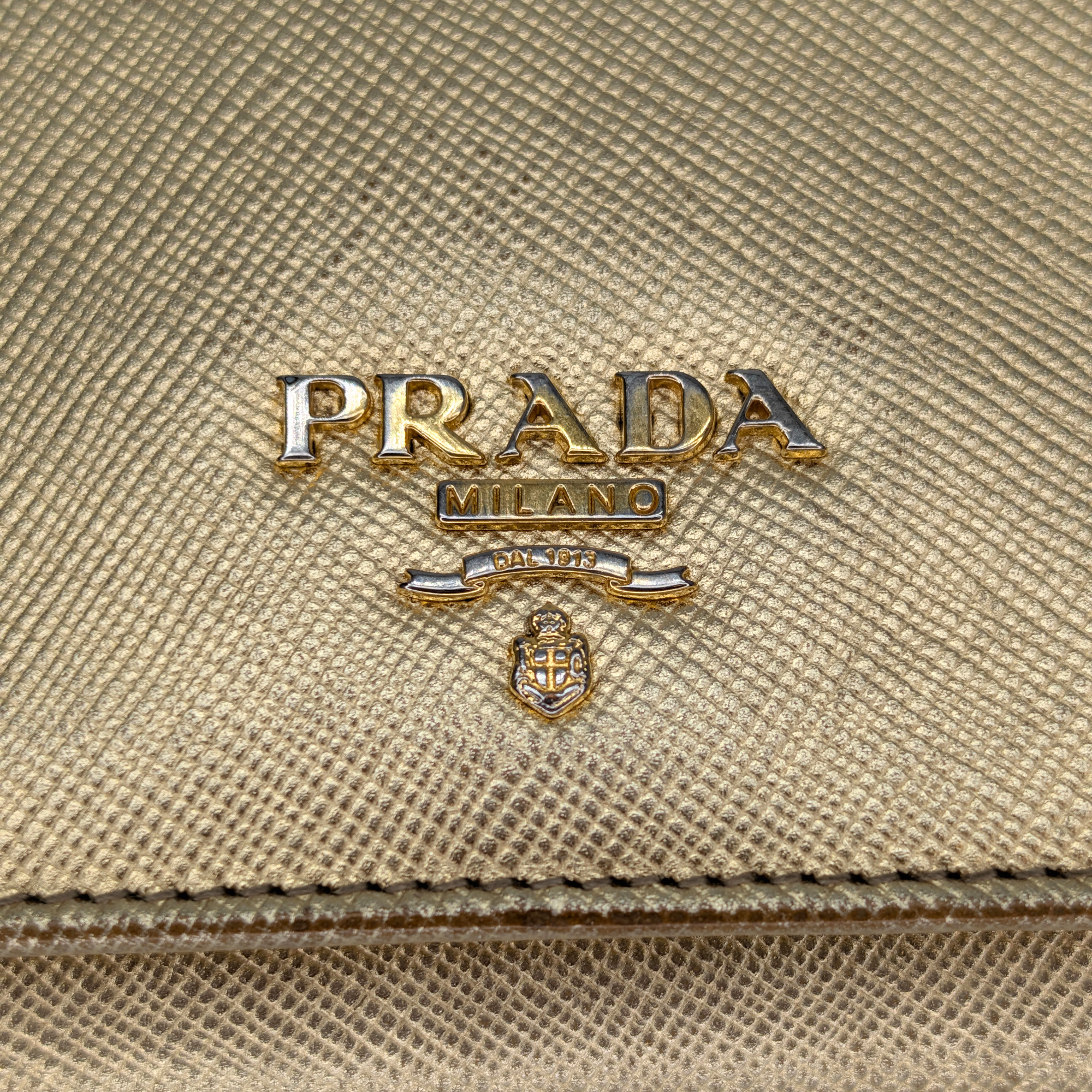 Prada Saffiano Metal Continental Wallet Gold