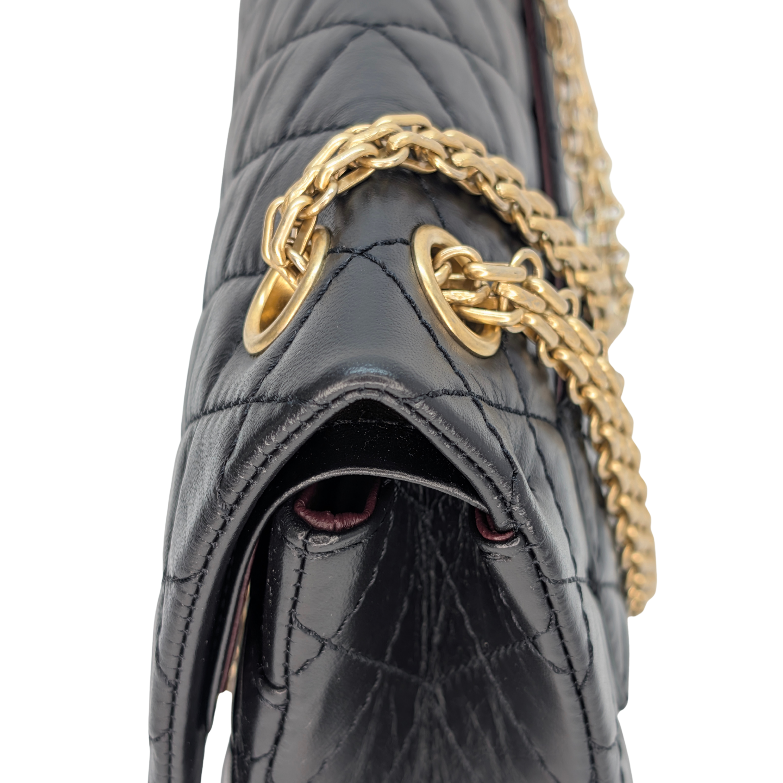 Chanel Black Distressed Calfskin 2.55 Reissue 225 Bag Black