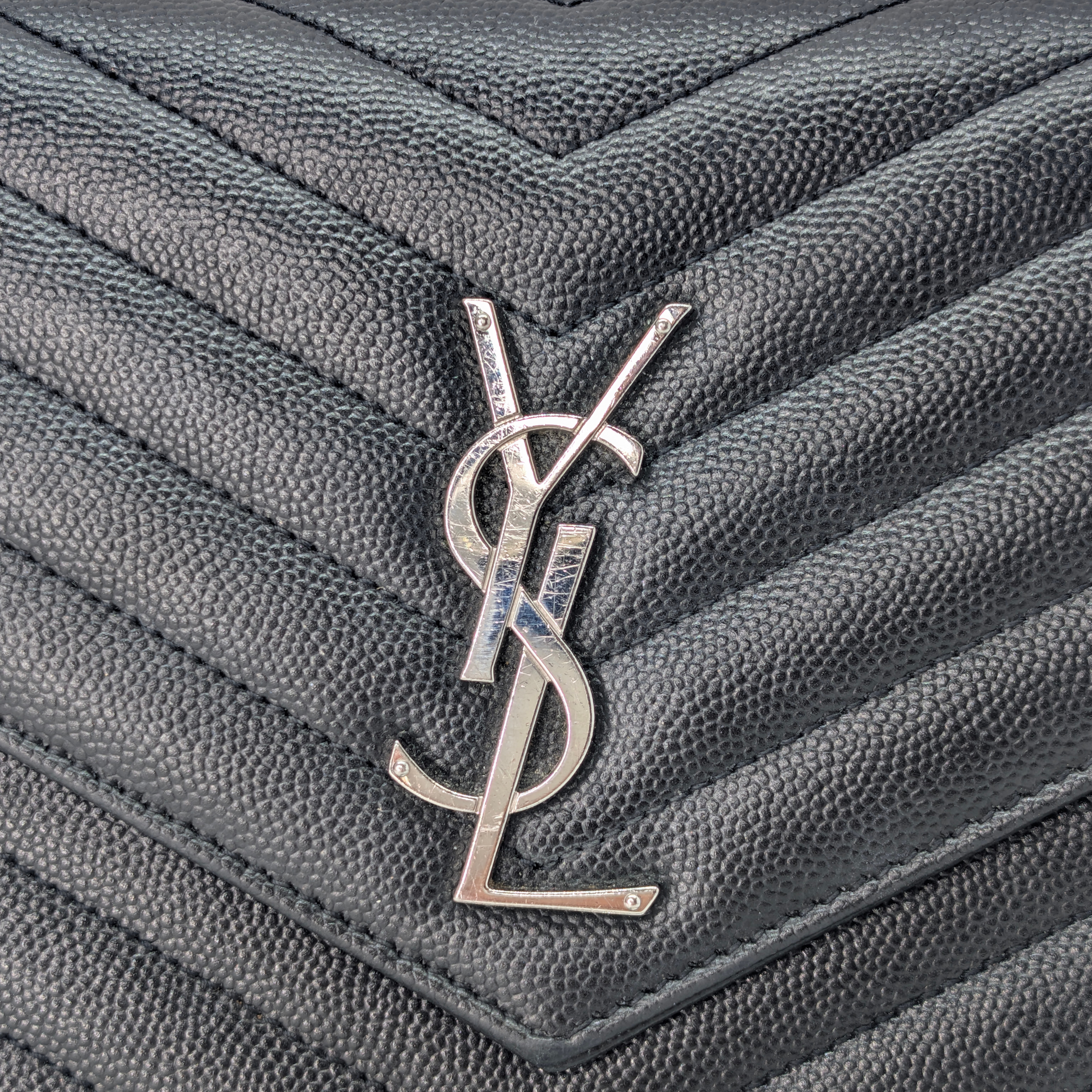 Yves Saint Laurent Cassandra Envelope Wallet on Chain Black