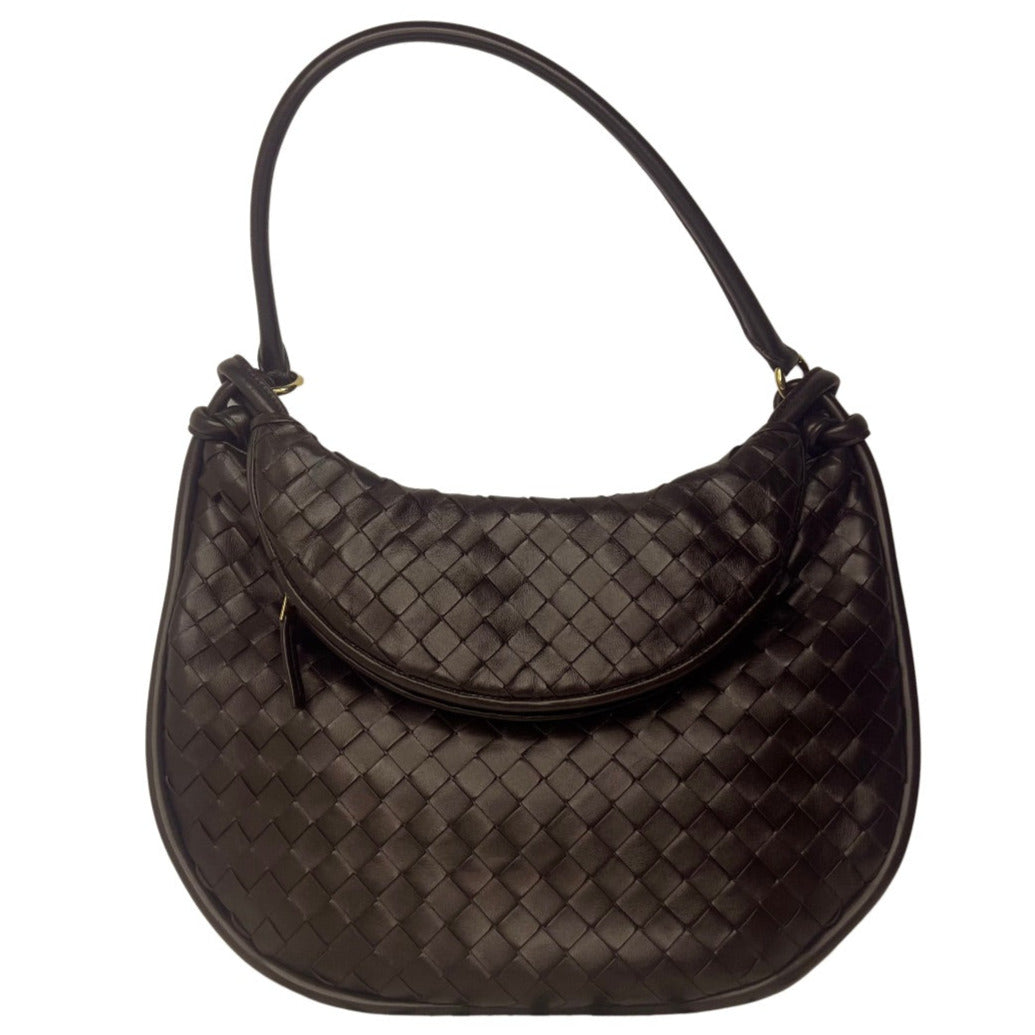 Bottega Veneta Gemelli Large Shoulder Bag – Intrecciato Dark Brown