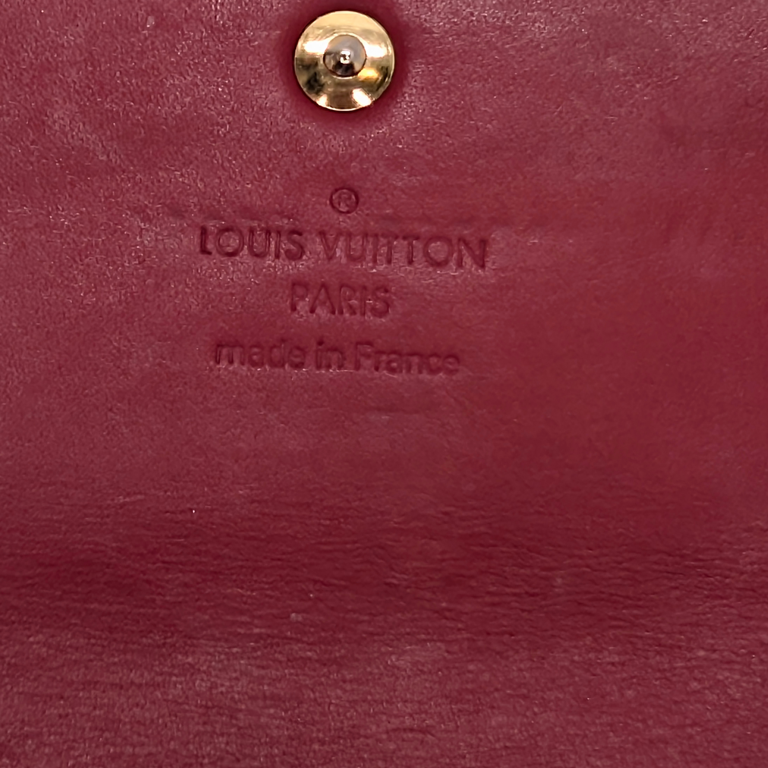 Louis Vuitton Sarah Long Wallet Vernis Leather Patent Red