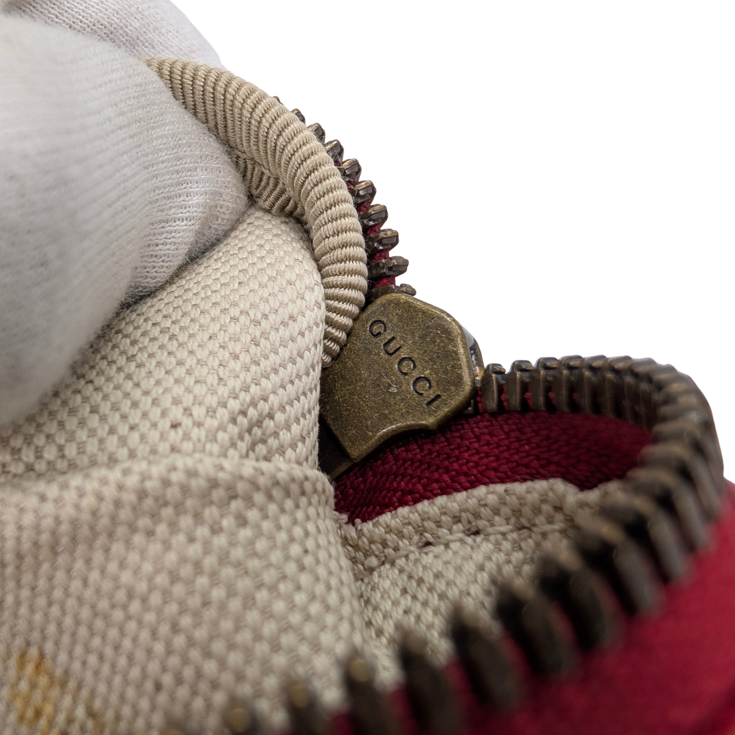 Gucci Grained Calfskin Logo Belt Bum Bag Hibiscus Red