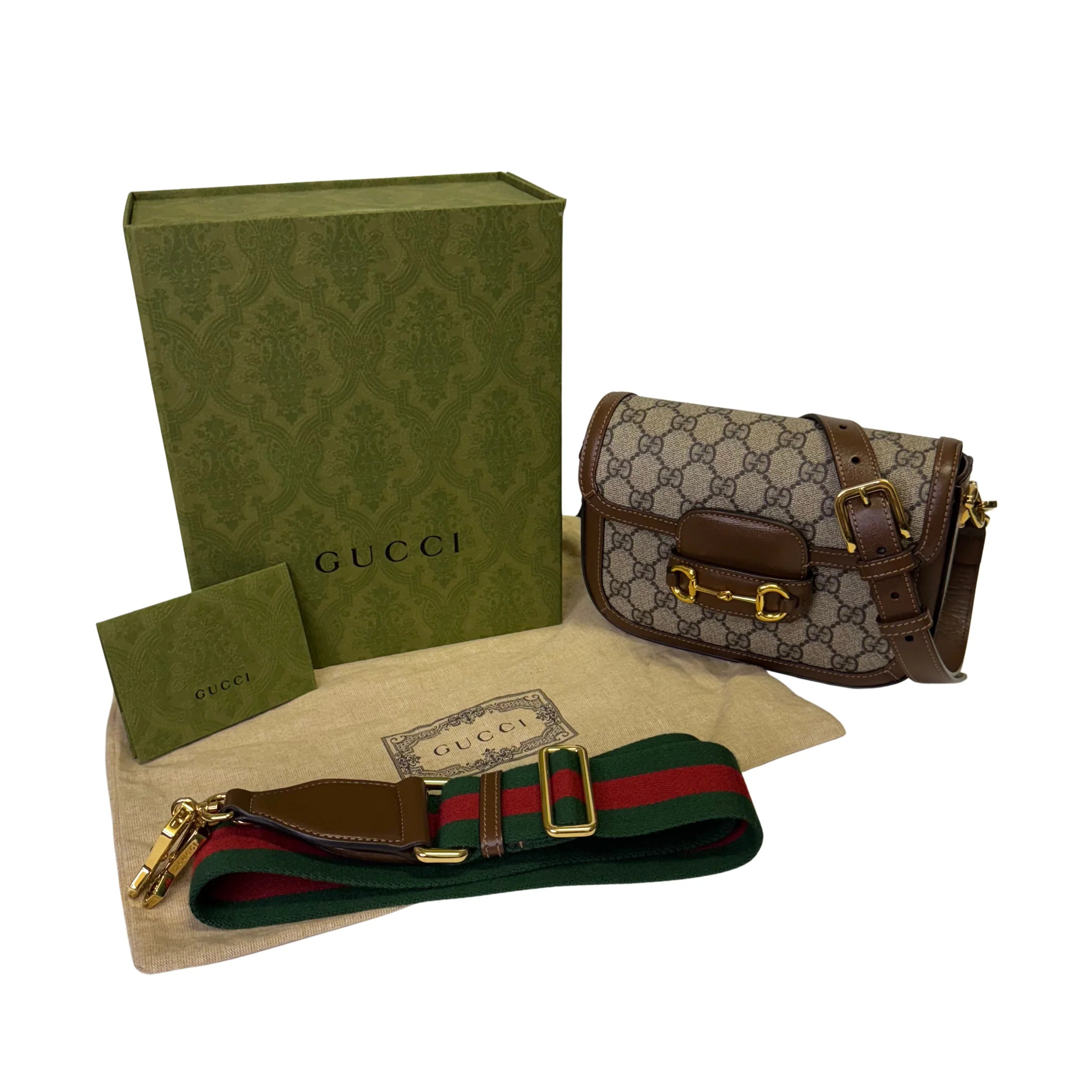 Gucci Horsebit 1955 Shoulder Bag GG Supreme Canvas/Leather Beige/Brown