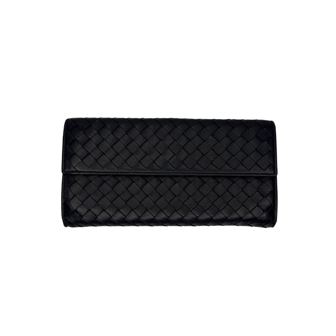 Bottega Veneta Nappa Intrecciato Continental Wallet Black