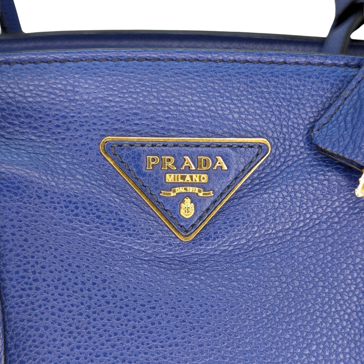 Prada Vitello Daino Leather Tote Bag Blue