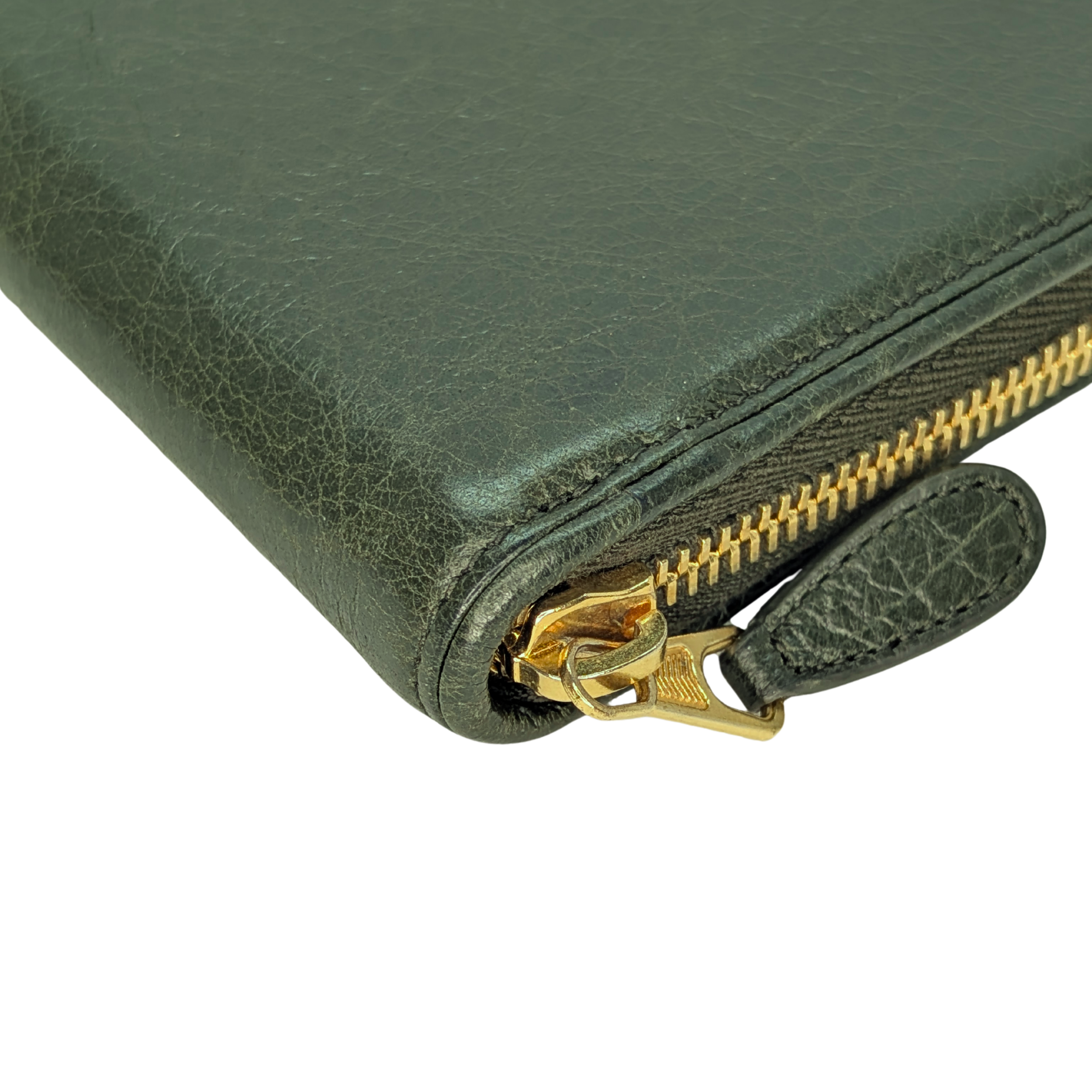 Balenciaga Zip Around Long Wallet Olive Green