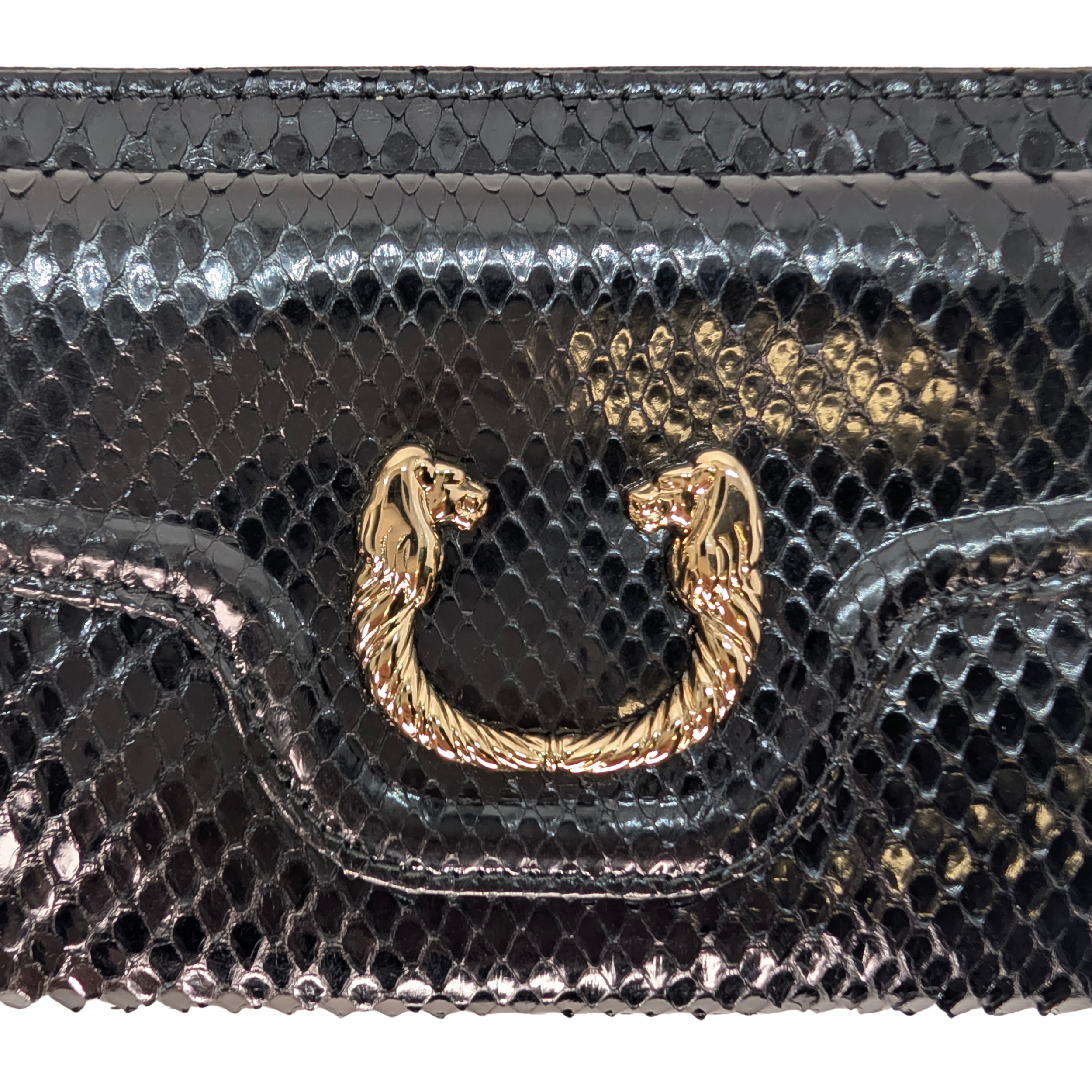 Bvlgari Python Snake Skin Black Long Wallet