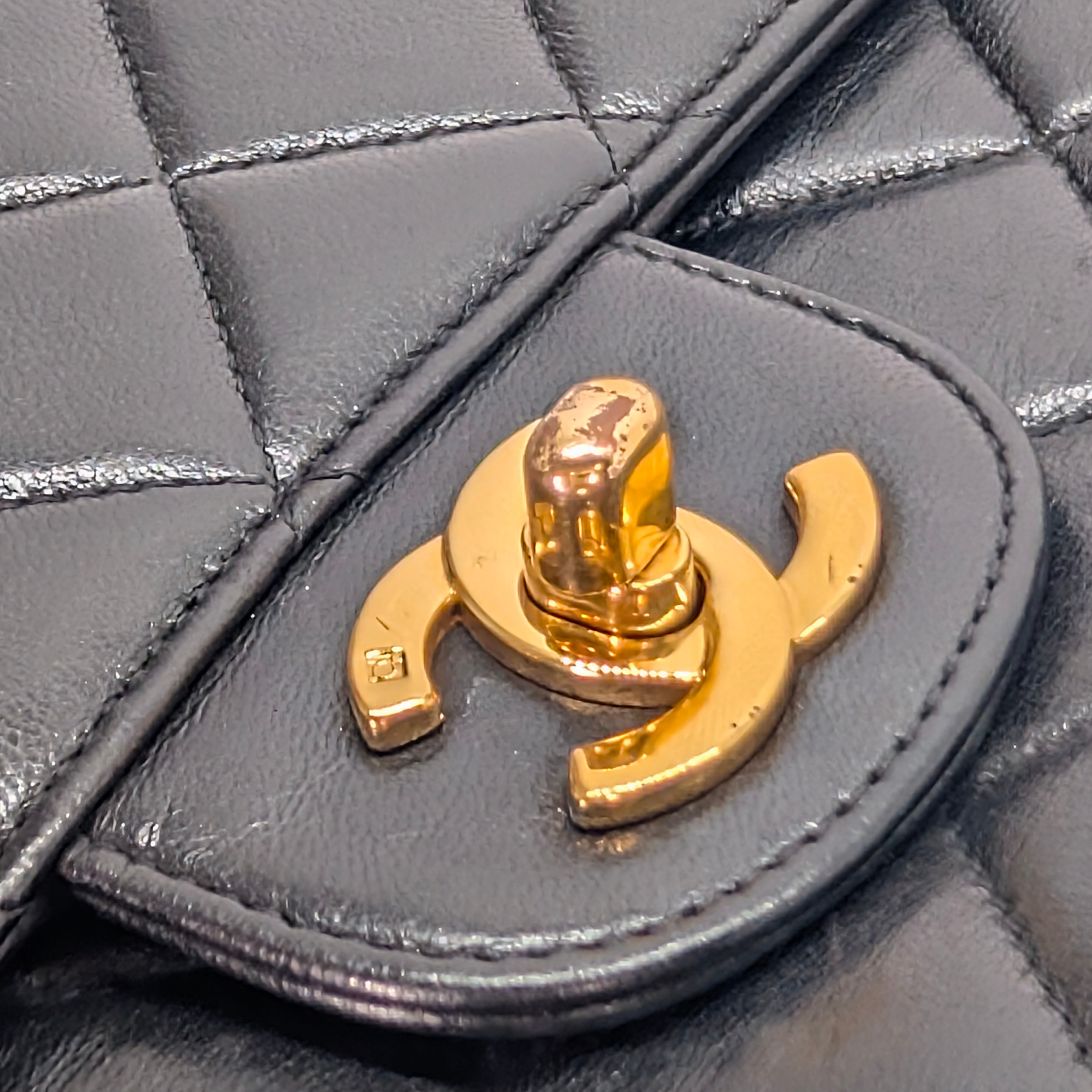 Chanel Lambskin Vintage Double Sided Classic Flap Handbag Black