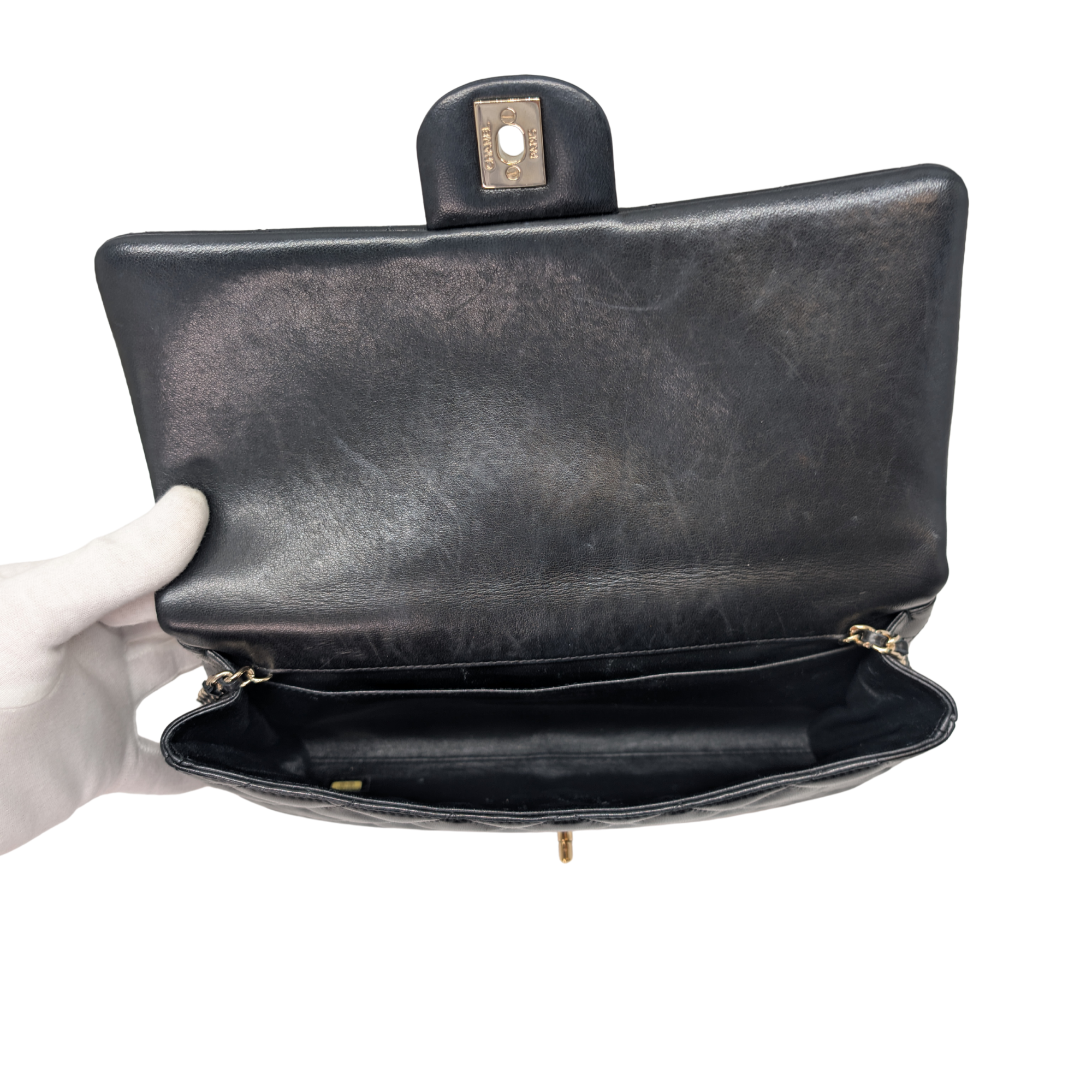 Chanel Classic Quilted Clutch With Chain Black