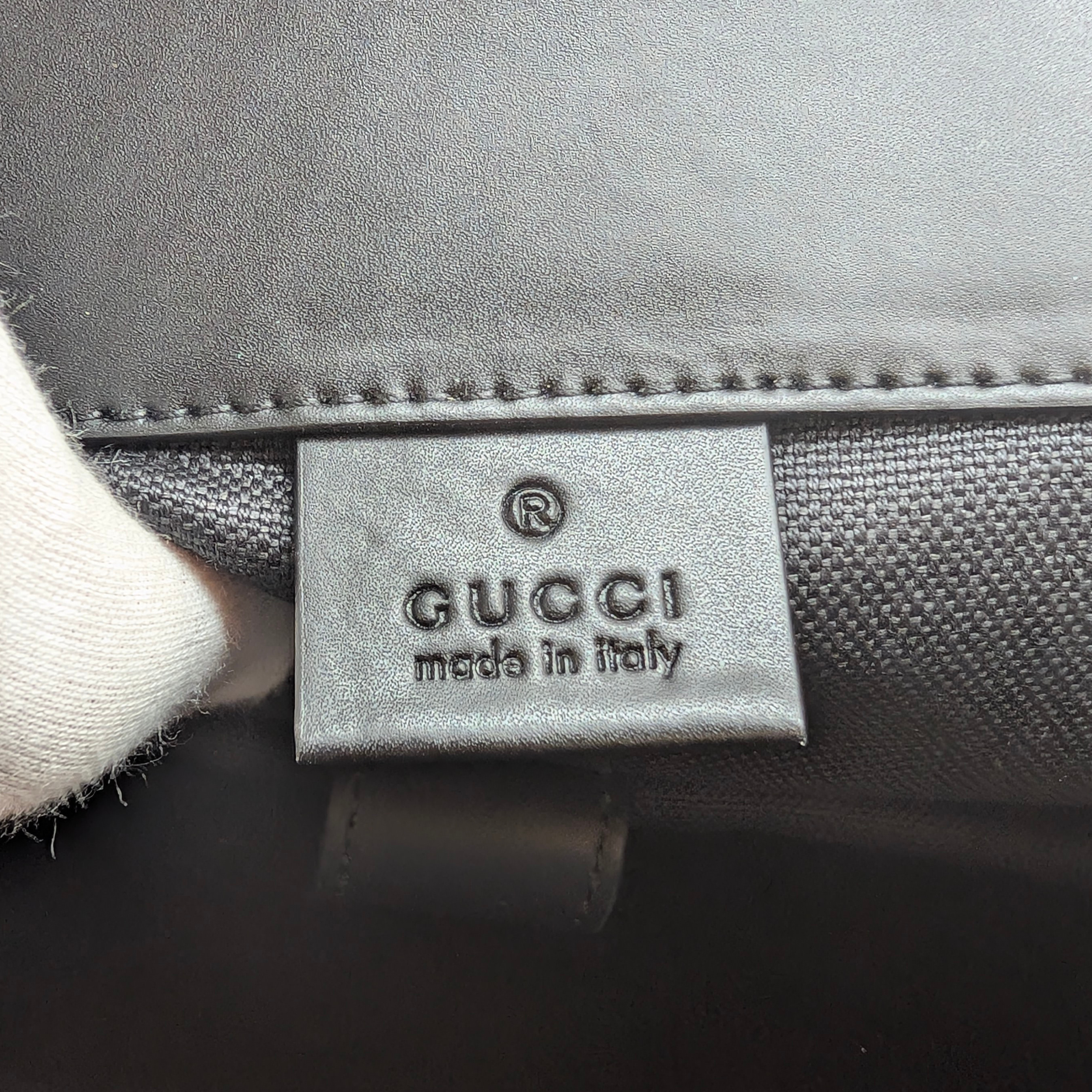 Gucci GG Supreme Monogram Calfskin Web Double Buckle Backpack Black