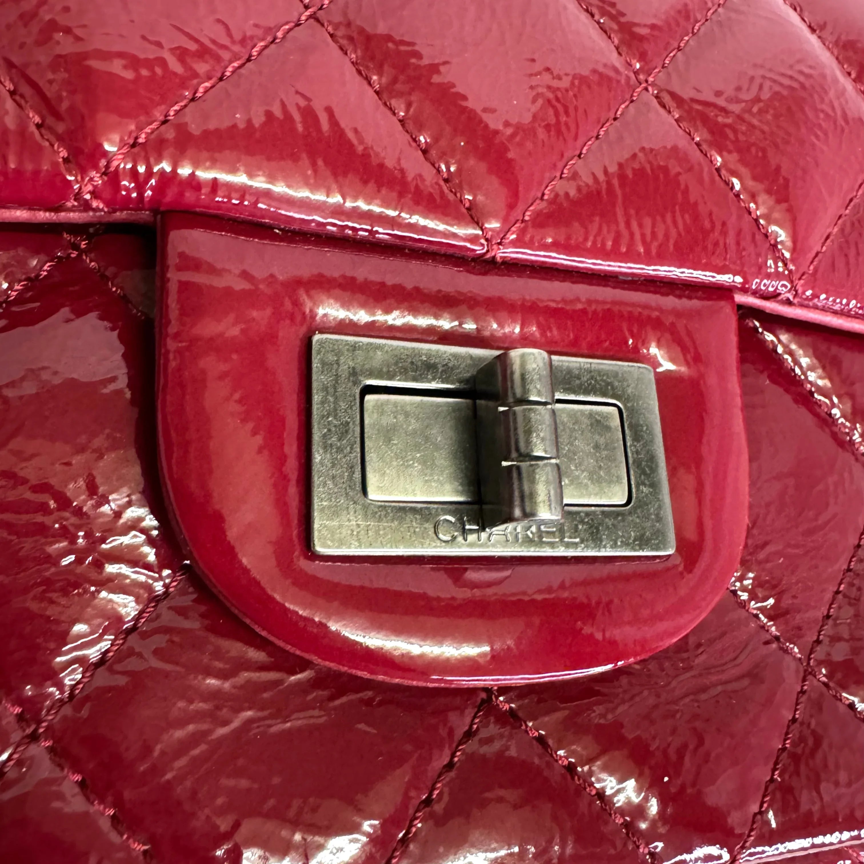 Chanel Patent Calfskin Quilted 2.55 Reissue 227 Flap Deep Red