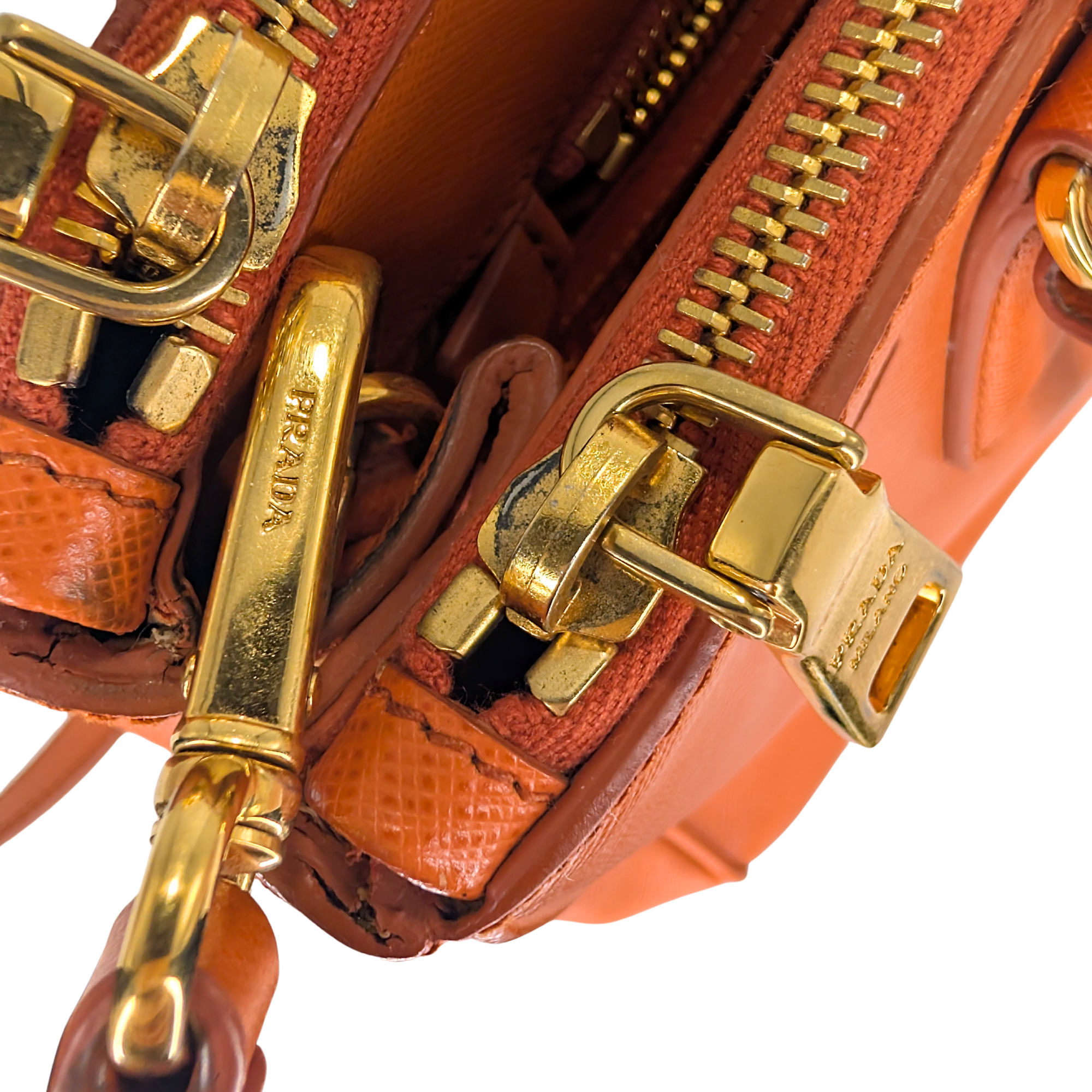 Prada Galleria Handbag Saffiano Leather Orange