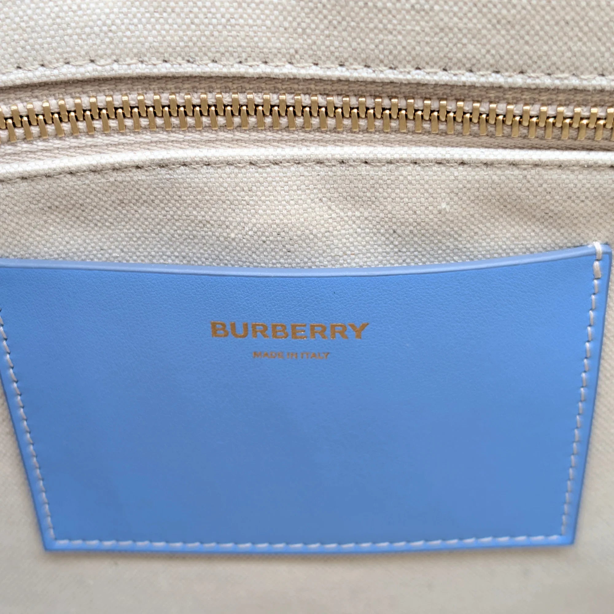 Burberry Freya Tb Line Monogram Tote Bag Beige - Lost Designer