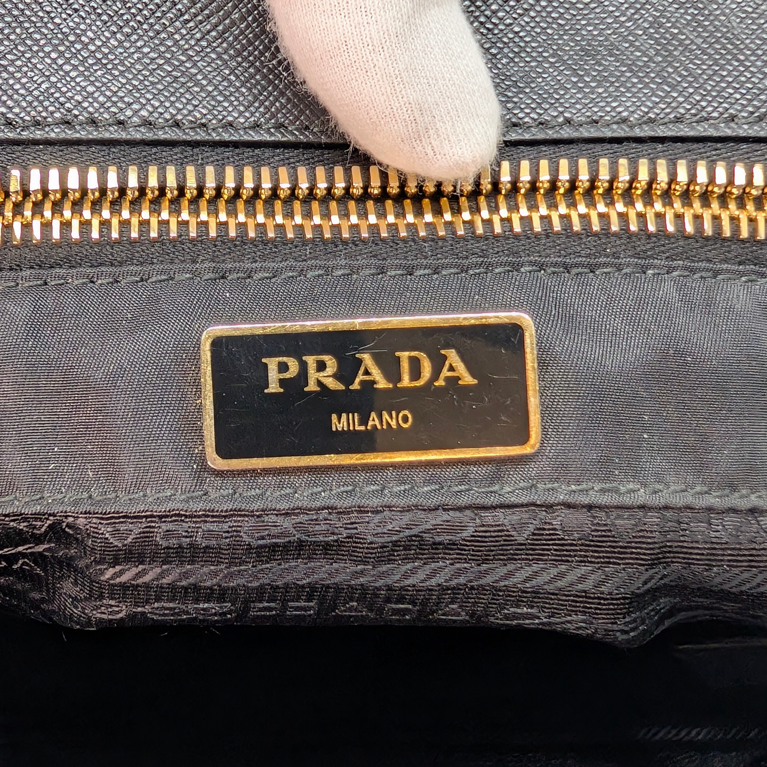 Prada Navy Re-Nylon Embroidered Logo Tote Bag