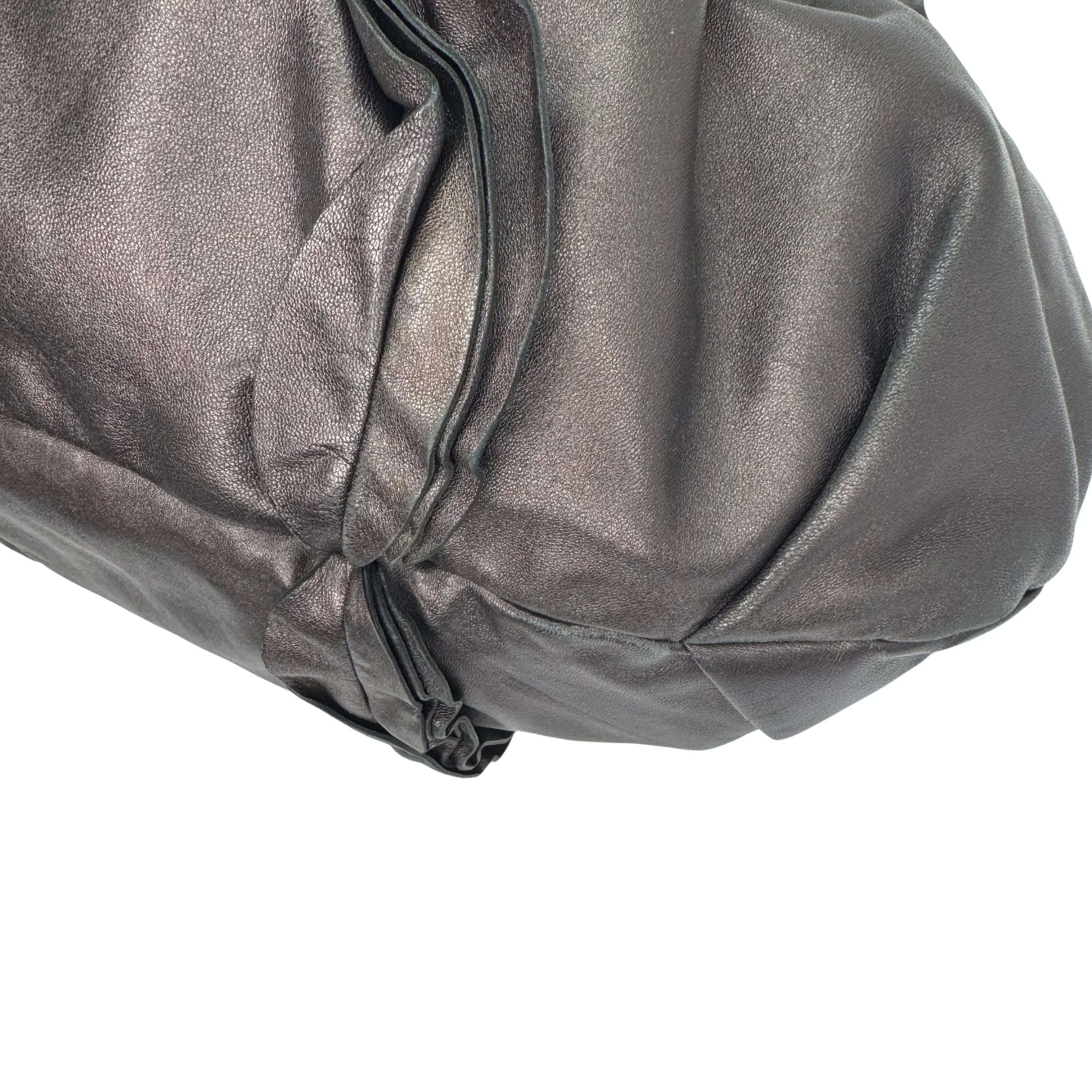 Prada Nappa Ruffle Hobo Grafite Mordore Shoulder Bag - Lost Designer