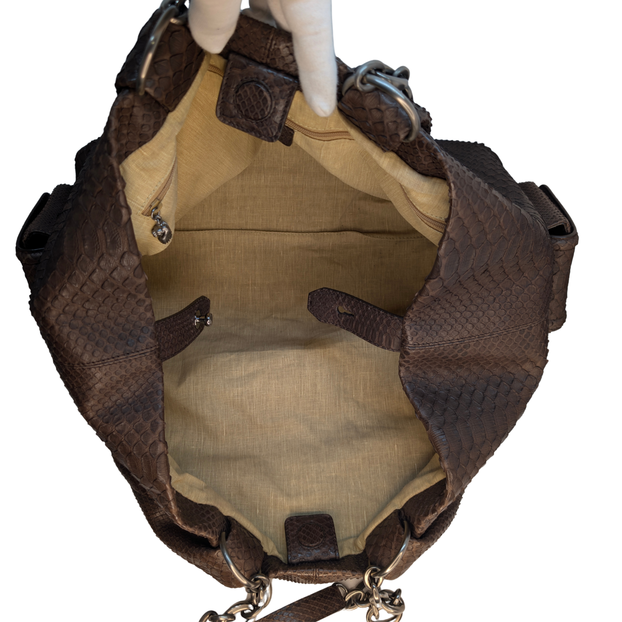 Bvlgari Limited Edition Brown Python Leather Chain Shoulder Bag