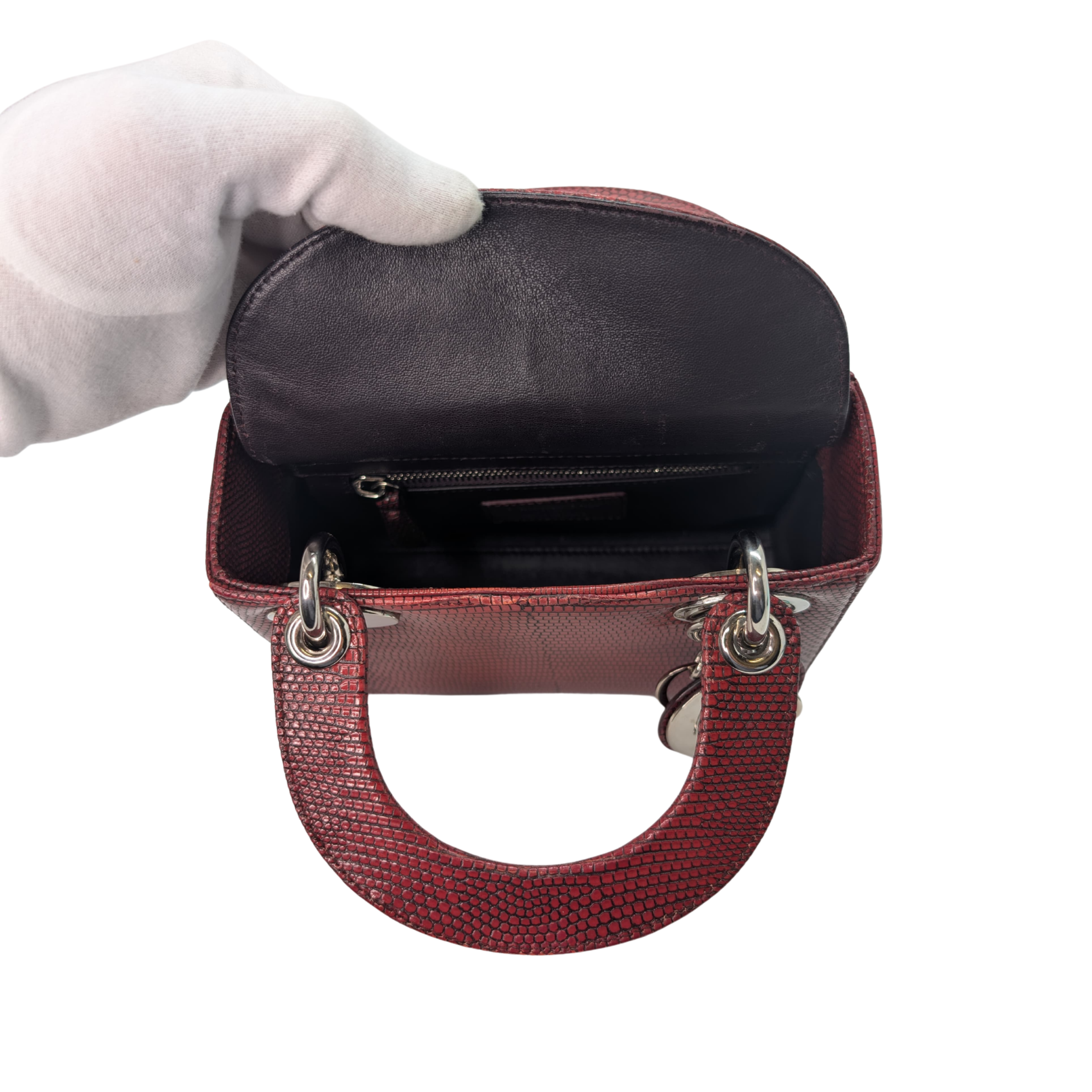 Christian Dior Mini Lady Dior Python Burgundy