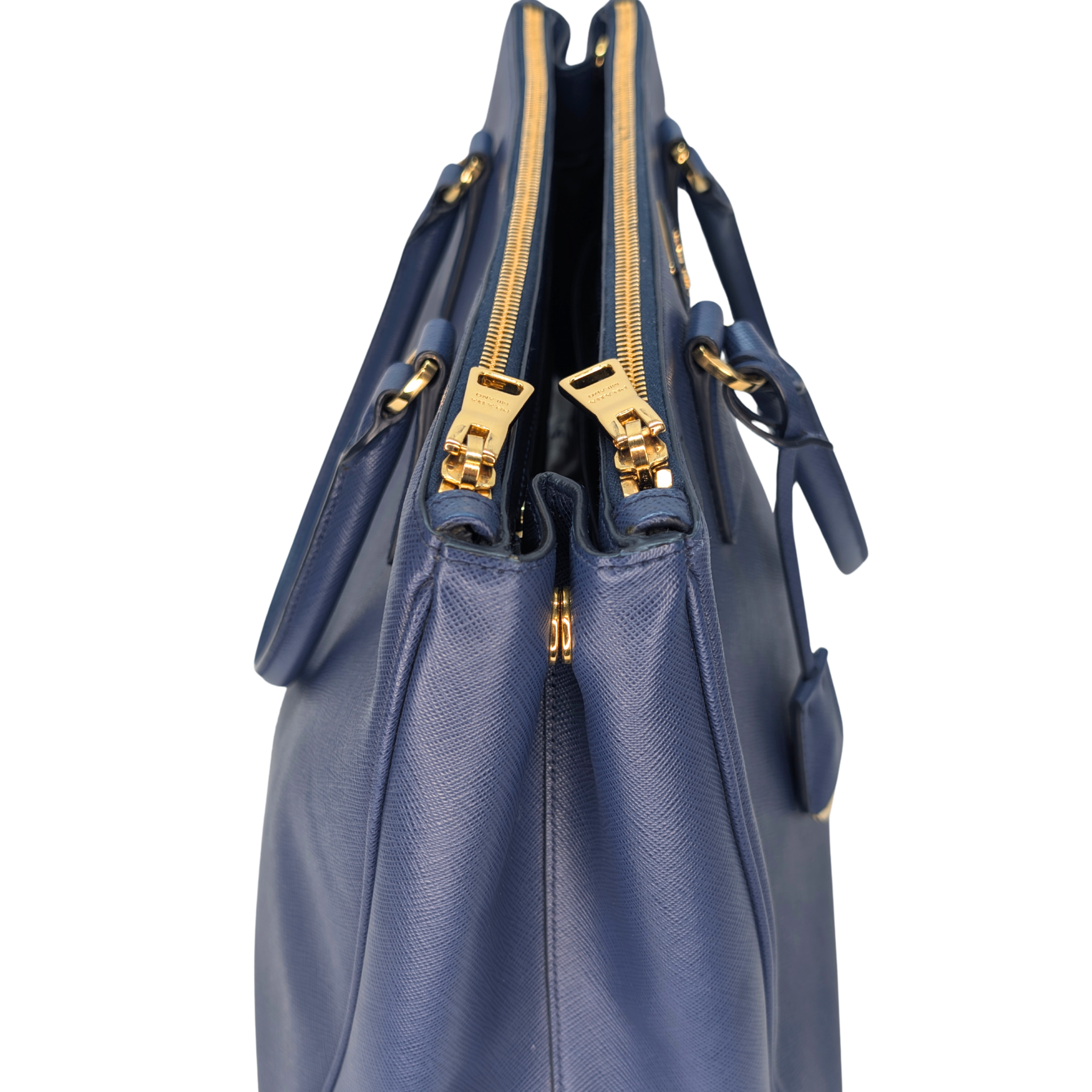 Prada Saffiano Lux Galleria Large Double Zip Tote Navy