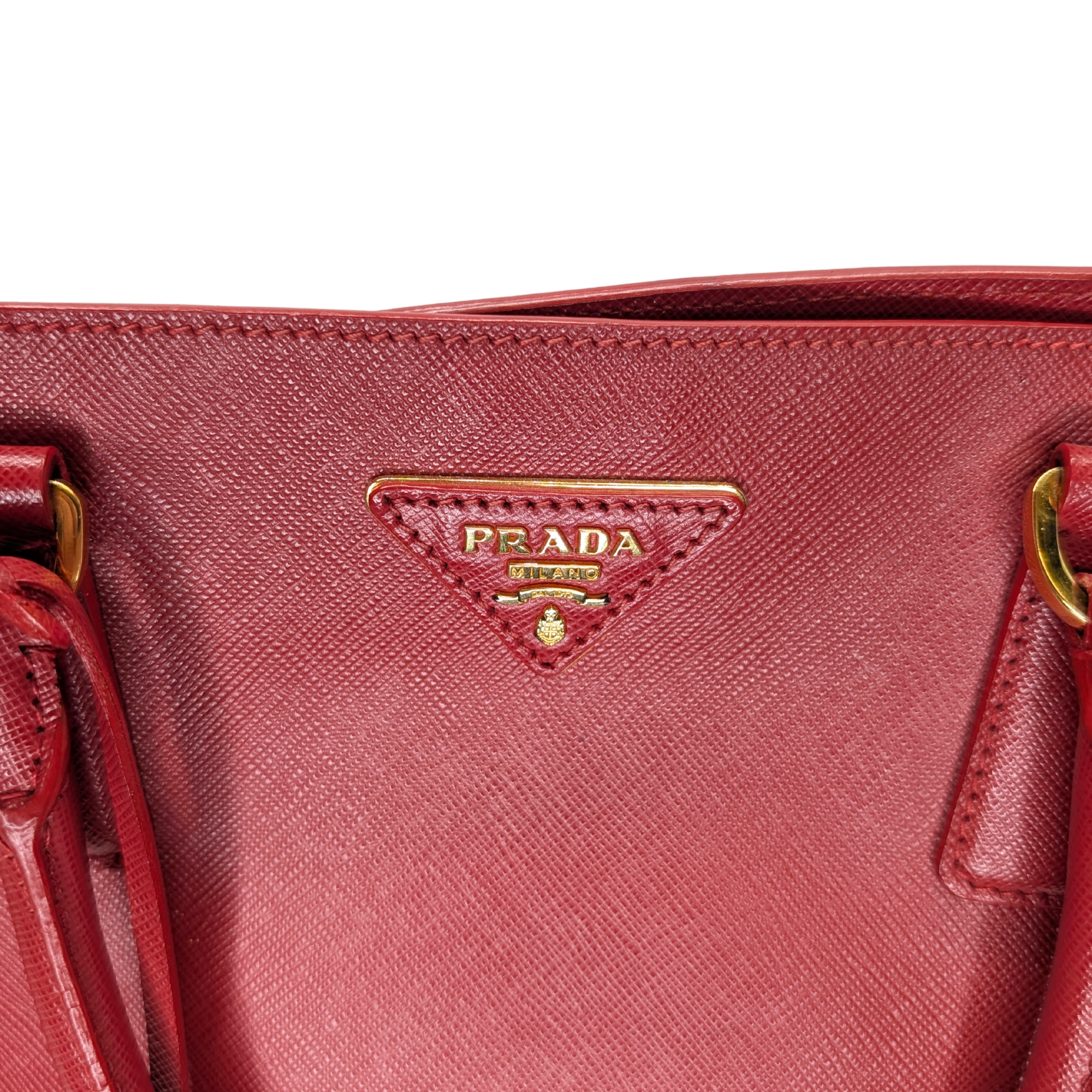 Prada Lux Open Saffiano Tote Bag Red