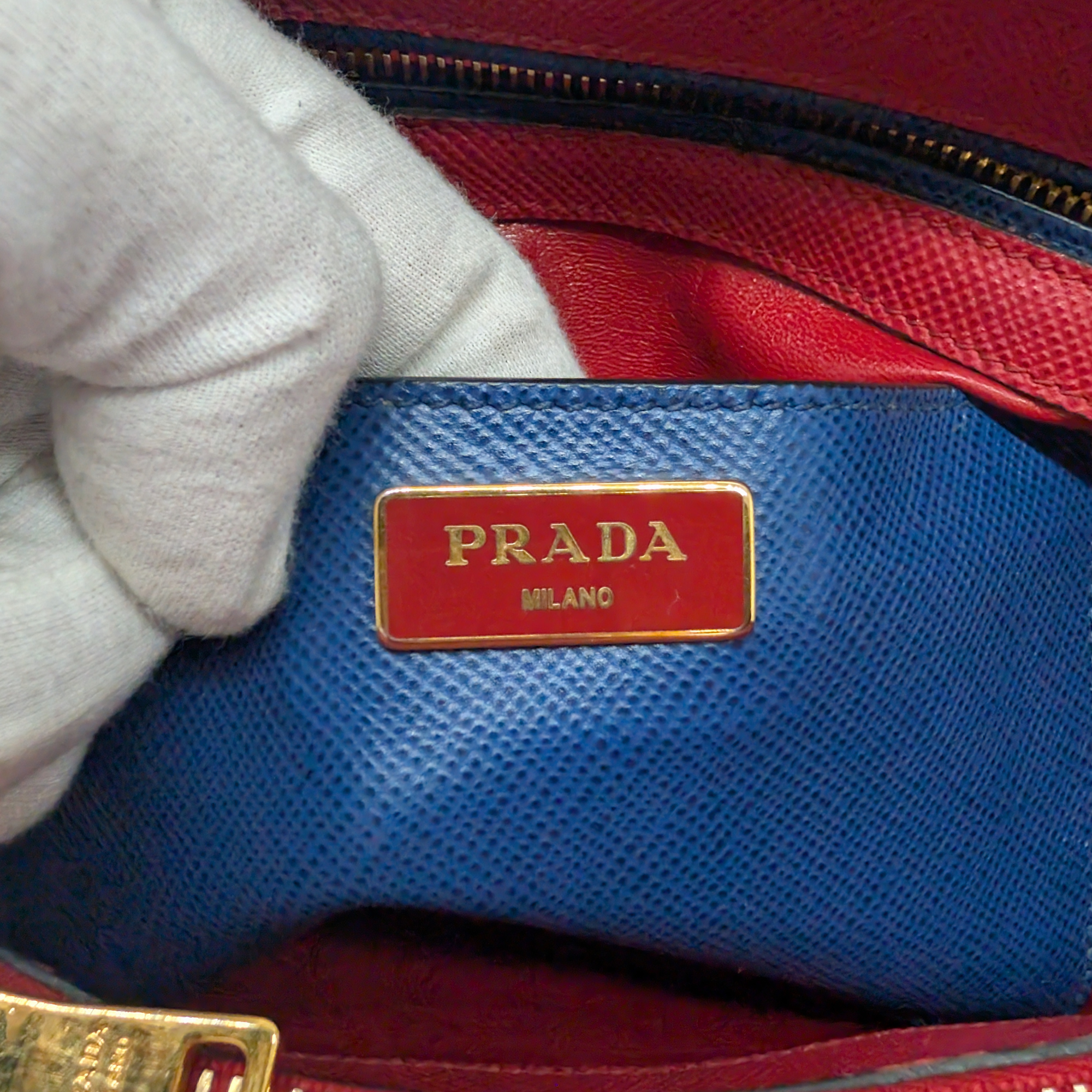 Prada Saffiano Cuir Tote Bag Navy Blue