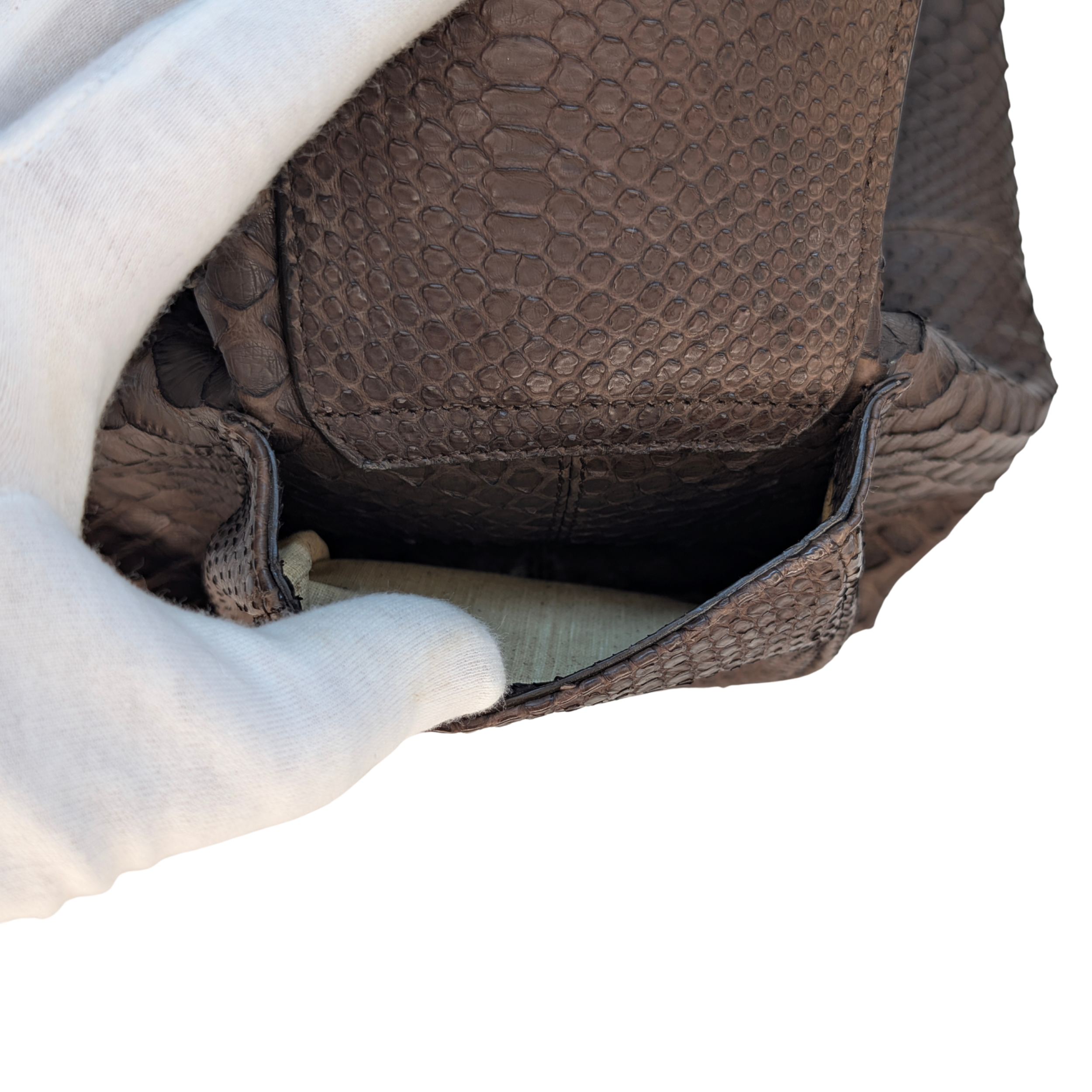 Bvlgari Limited Edition Brown Python Leather Chain Shoulder Bag