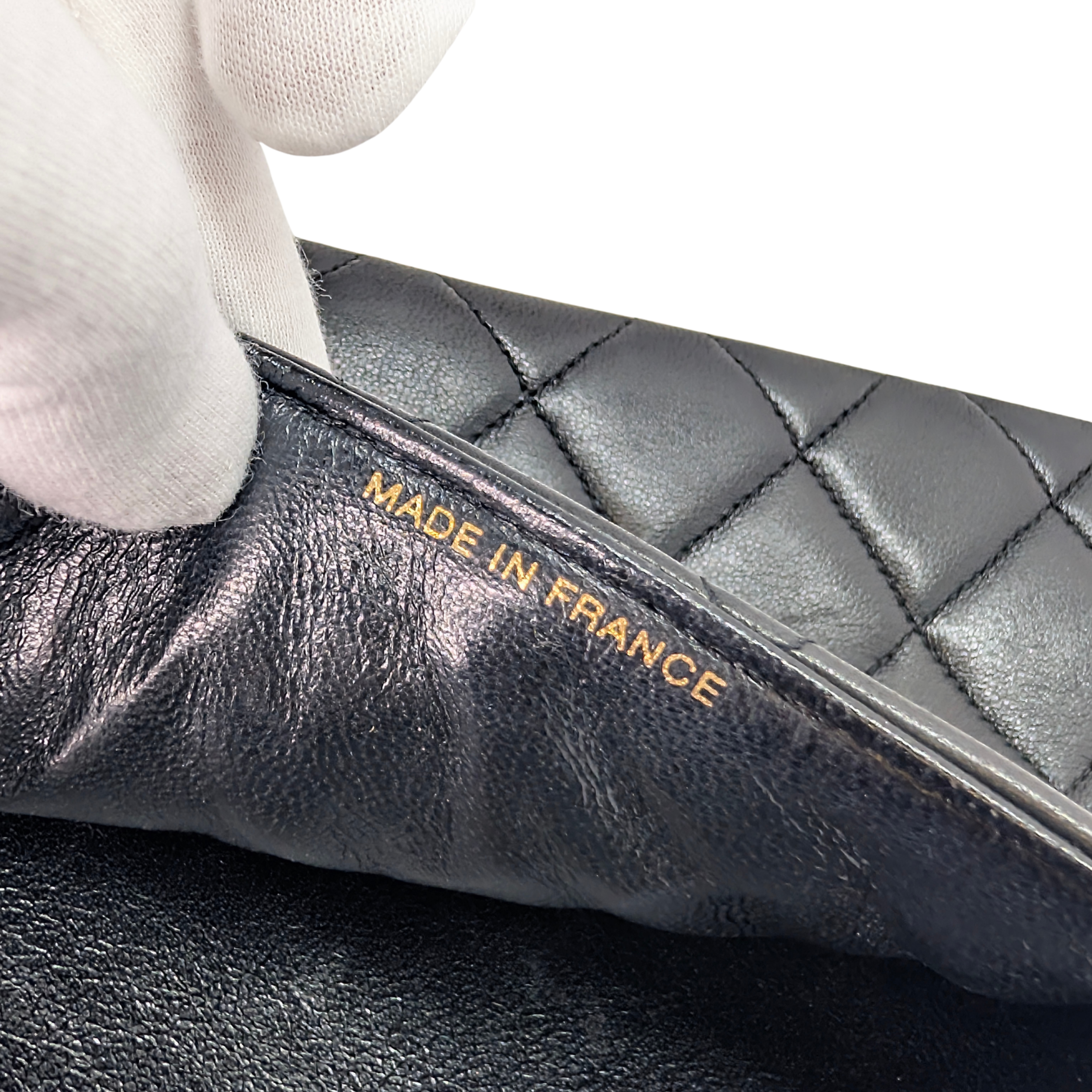 Chanel Lambskin Vintage Double Sided Classic Flap Handbag Black