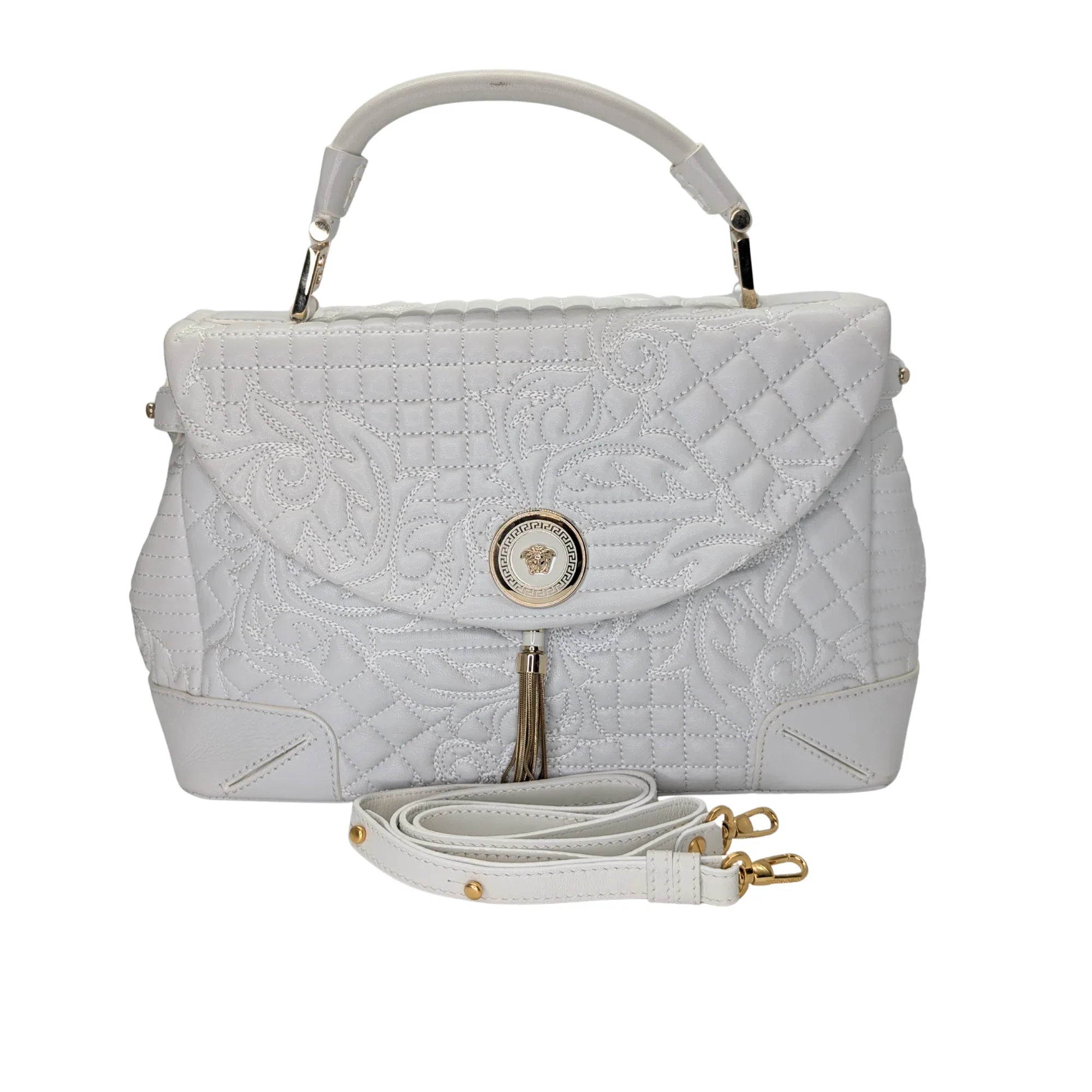 Versace Vanitas Barocco Handbag White - Lost Designer