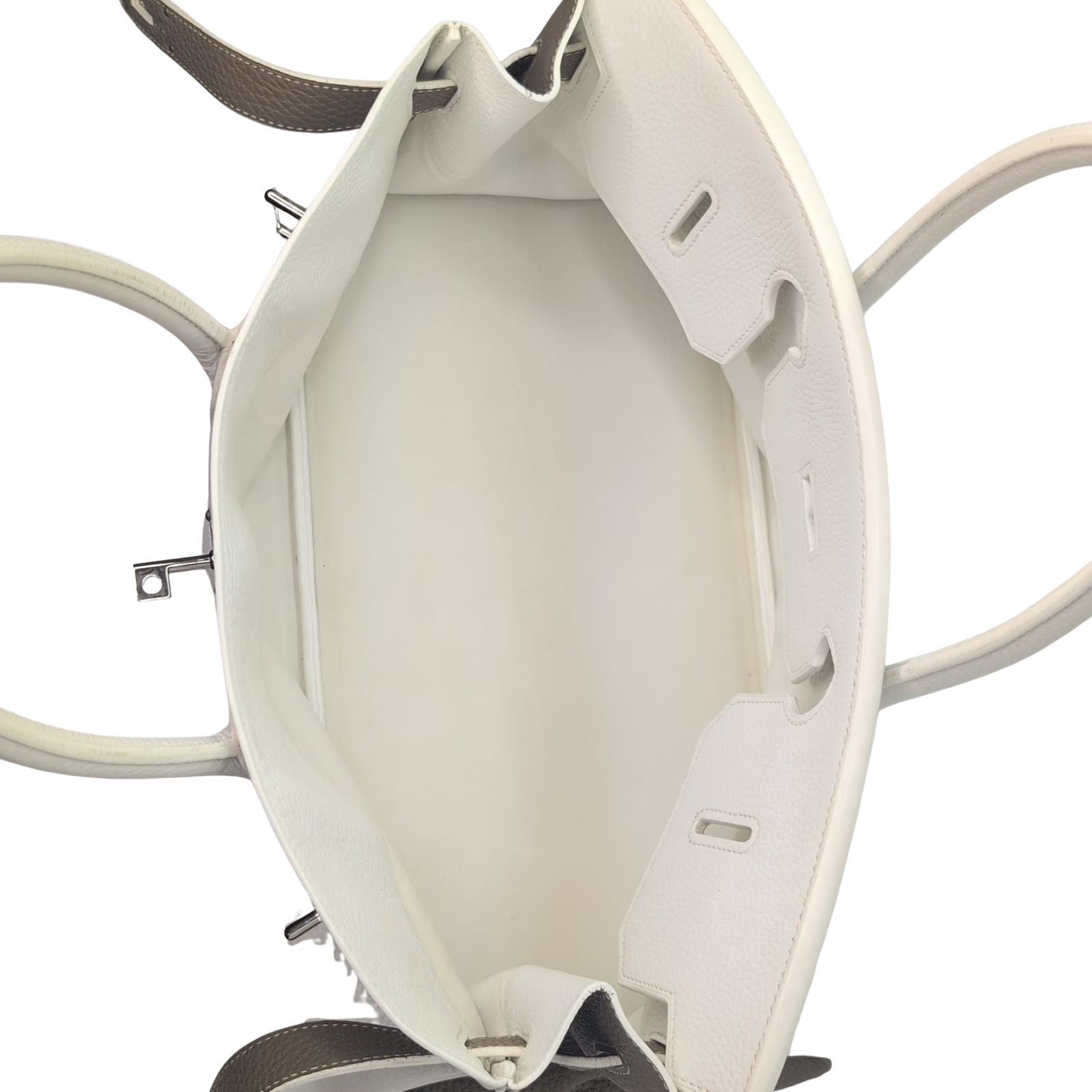 Hermès Birkin Shoulder 42 White Etoupe Clemence Palladium Hardware □J Stamp