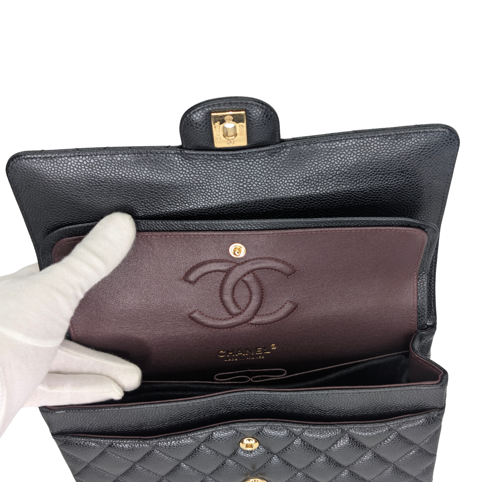 Chanel Classic Flap Bag Caviar Leather Medium Black