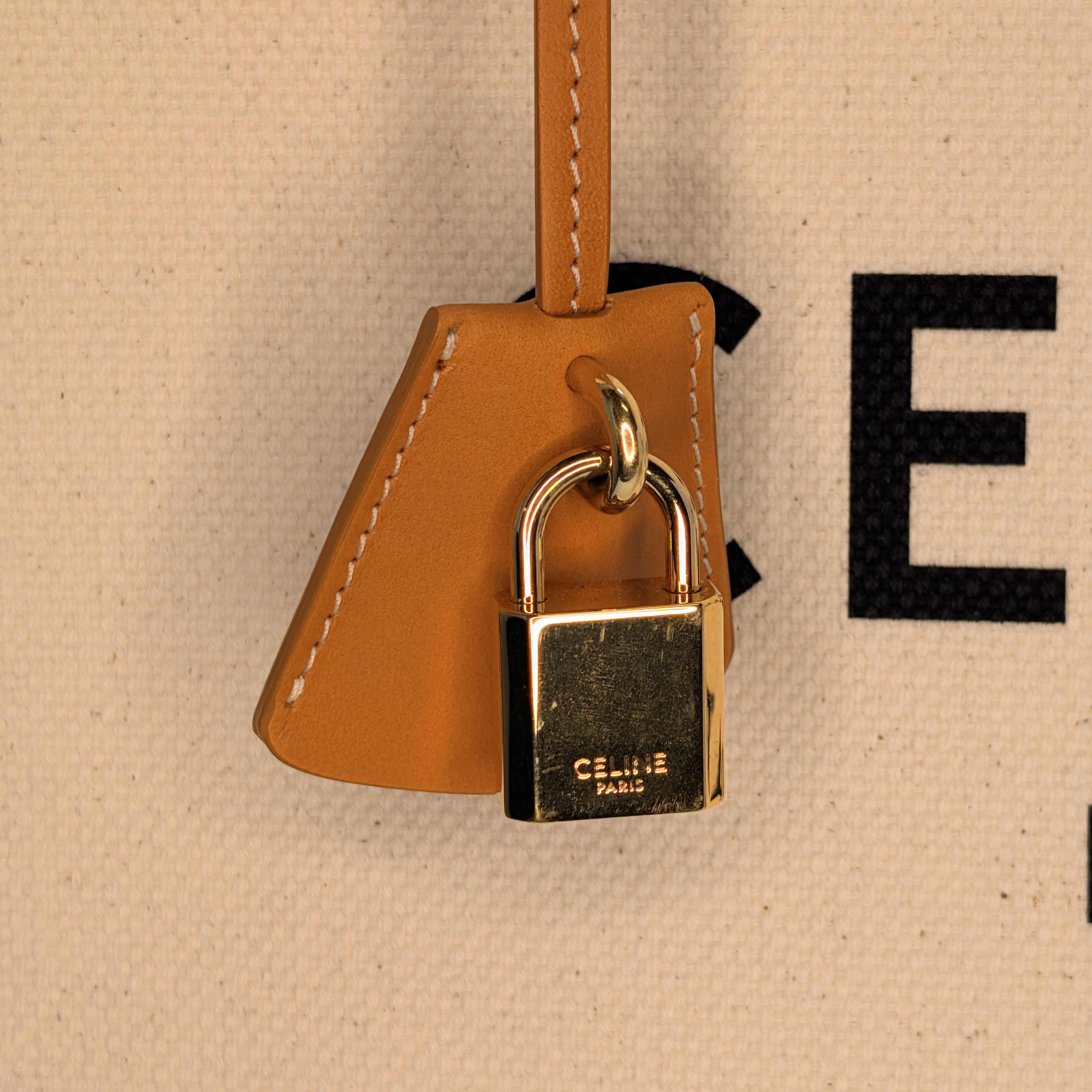 Celine Leather X Canvas Cabas Vertical Tote Bag Large