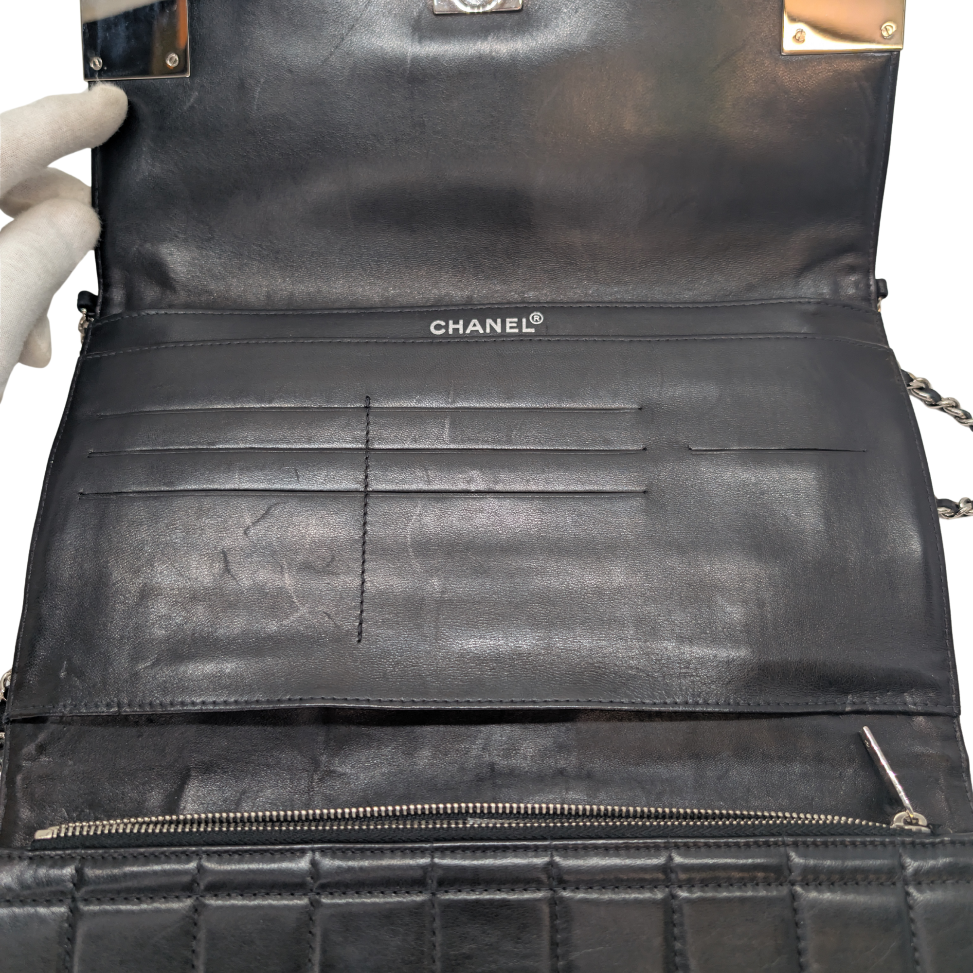 Chanel Chocolate Bar WOC Black/Silver Shoulder Bag