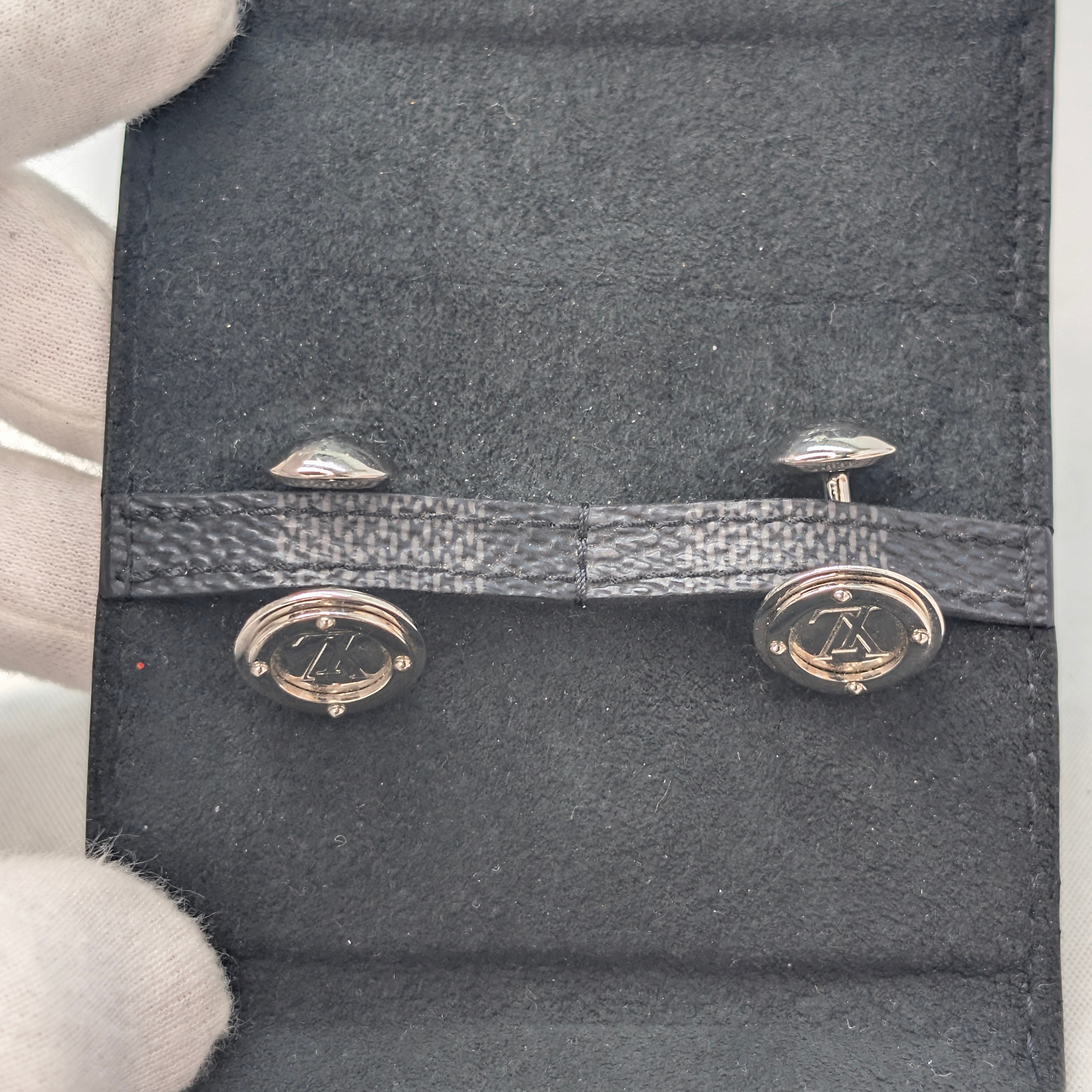Louis Vuitton Silver Tone Cufflinks With Case