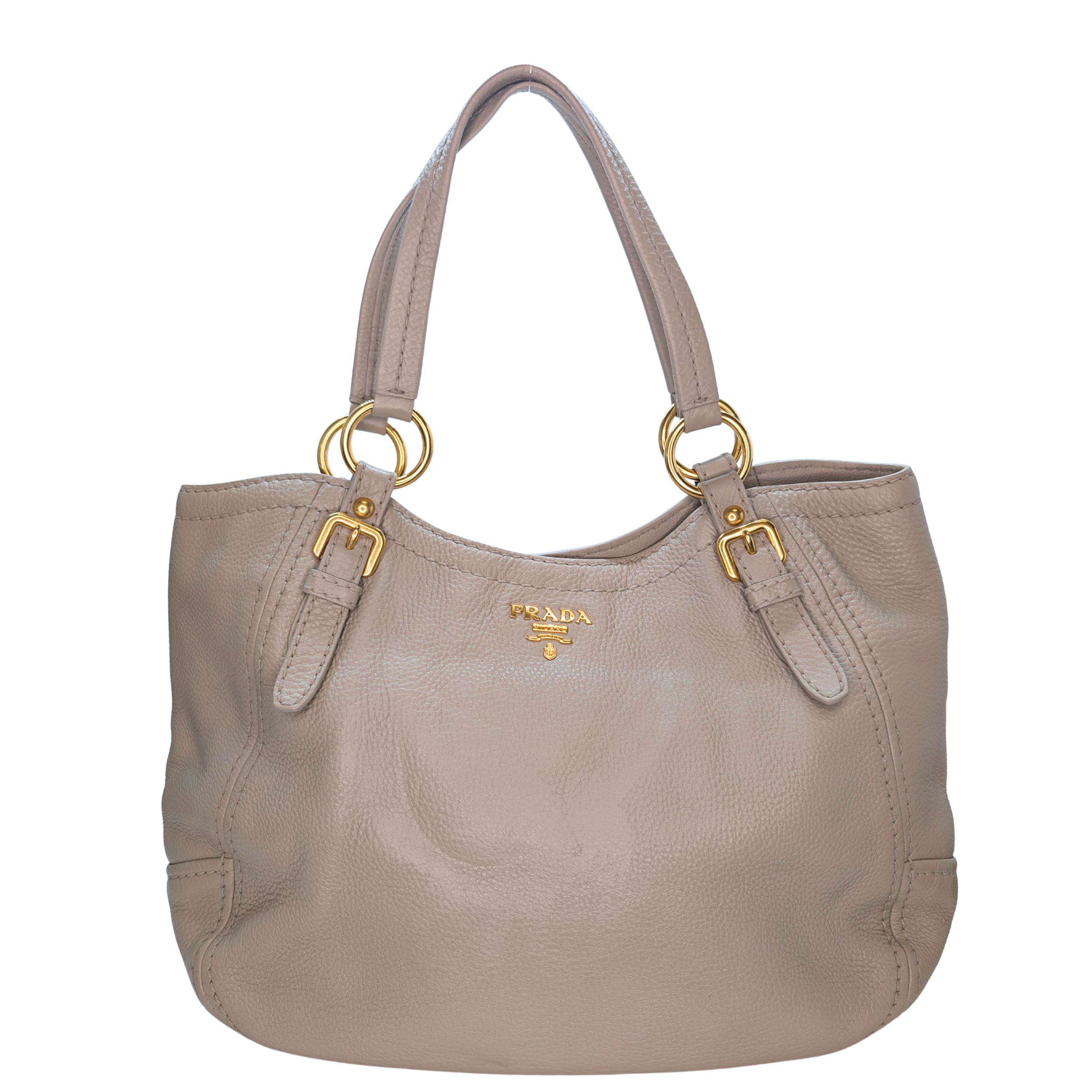 Prada Pomice Vitello Daino Leather Tote Bag Beige