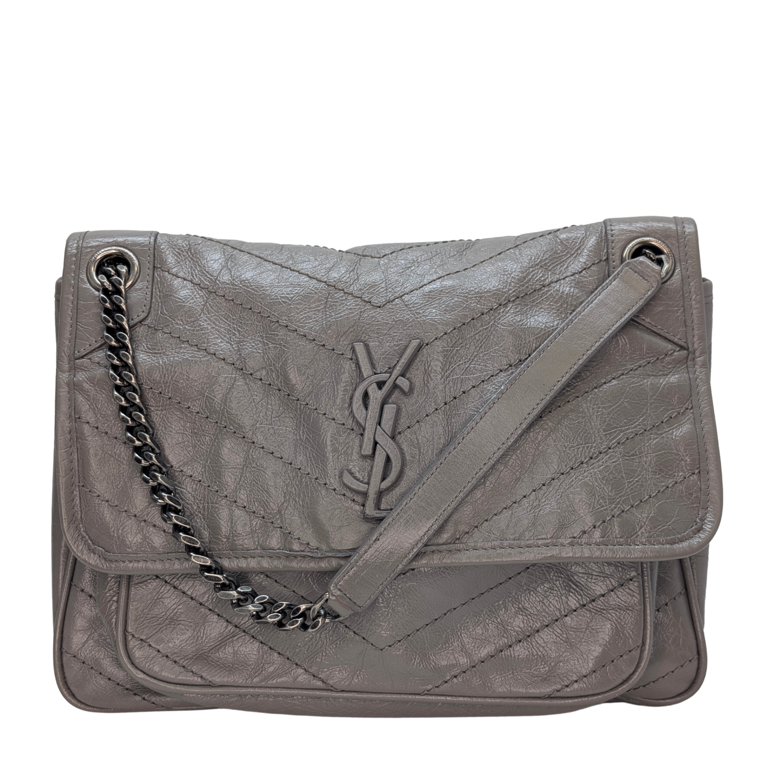 Yves Saint Laurent Crinkled Calfskin Matelasse Monogram Medium Niki Bag