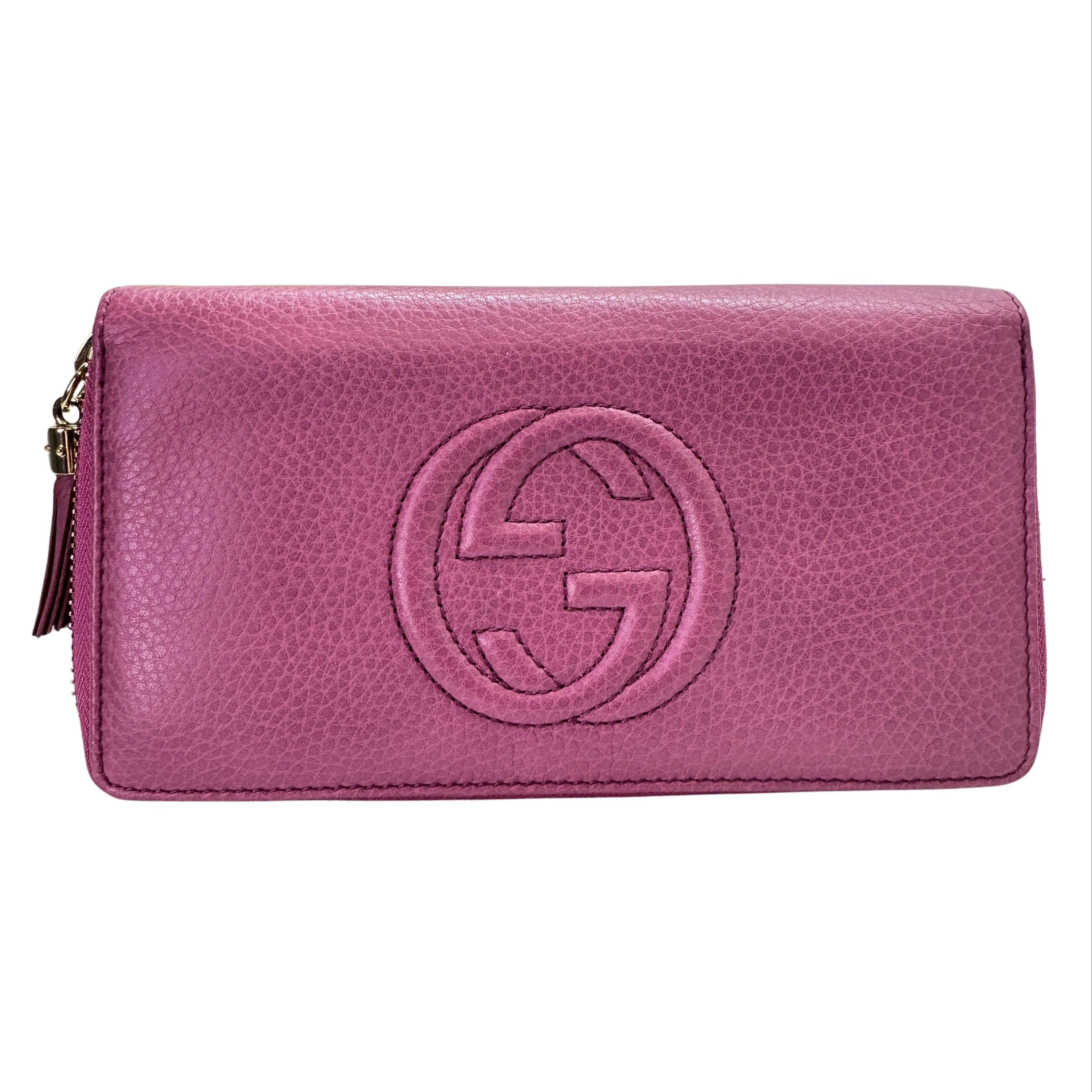 Gucci Pebbled Calfskin Soho Wallet Pink