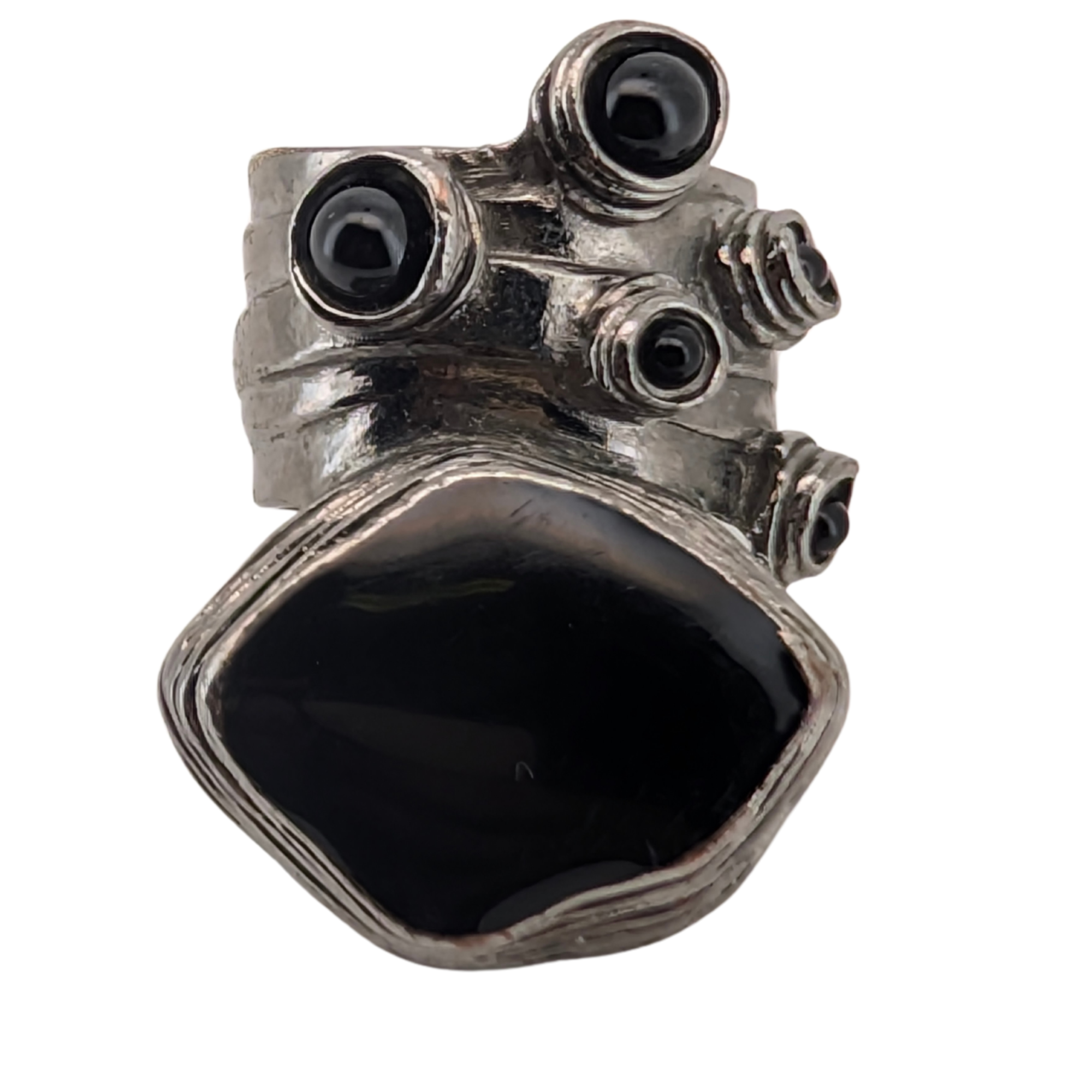 Yves Saint Laurent Arty Cabochon Black Enamel Ring Size 55/O½