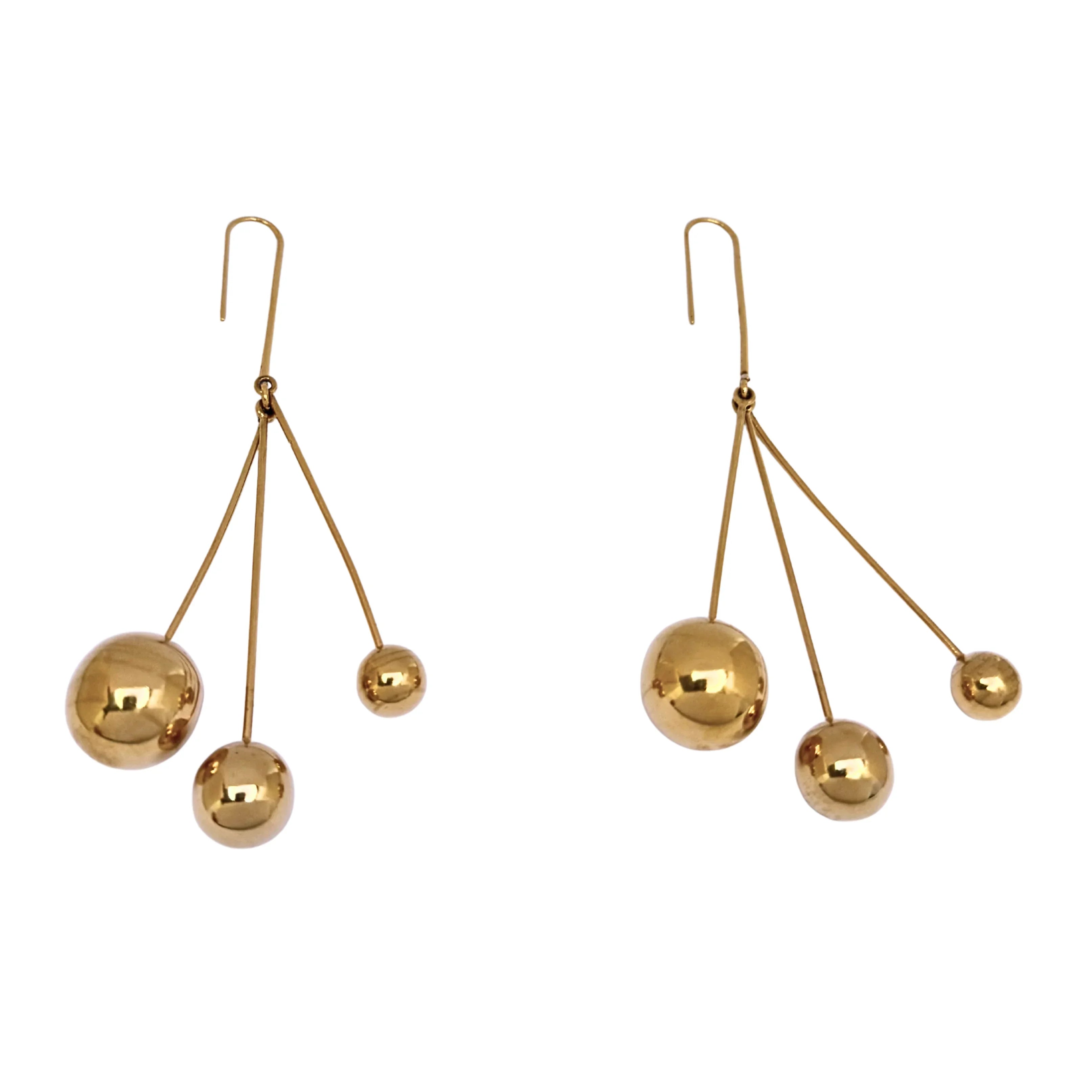 Celine Triple Dot Drop Earrings 24K Gold Plated