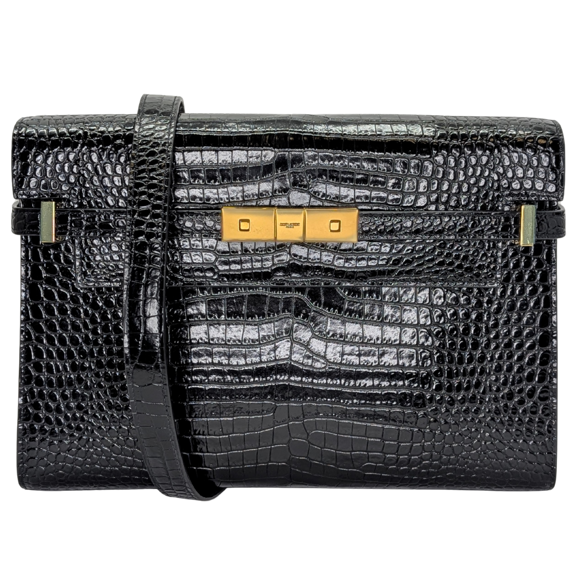 Yves Saint Laurent Manhattan Medium Crocodile Embossed Shoulder Bag