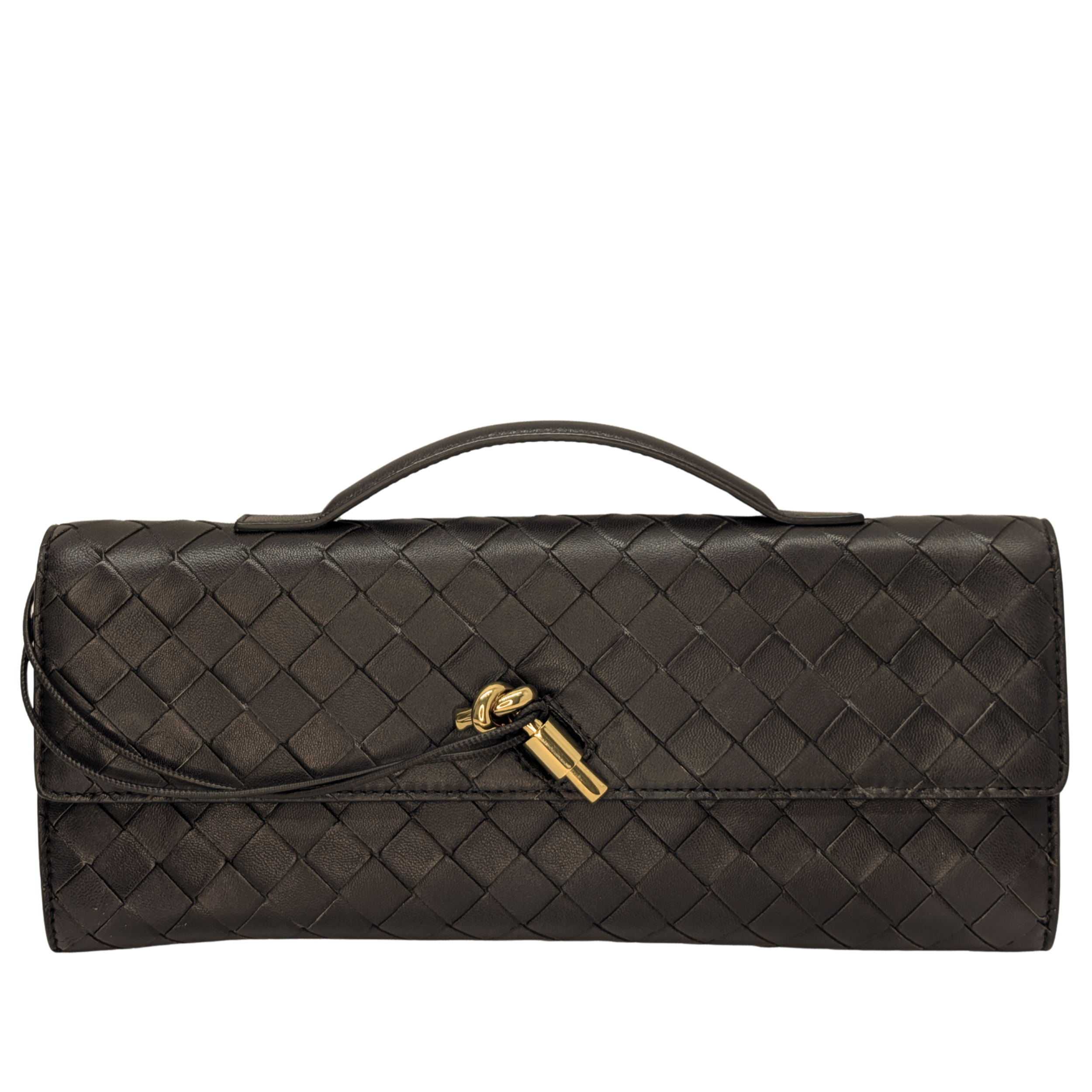 Bottega Veneta Nappa Intrecciato Long Andiamo Top Clutch Bag Brown
