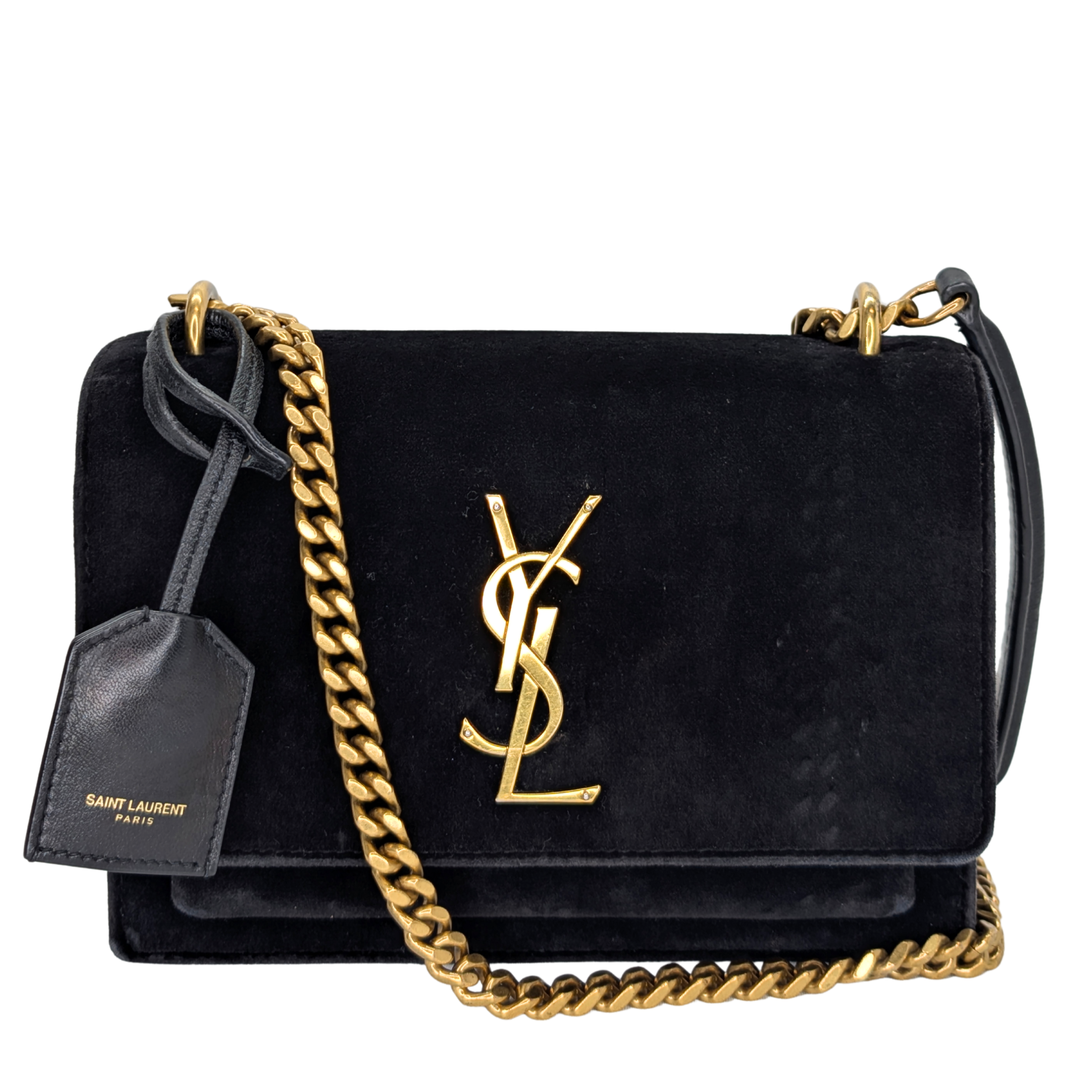 Yves Saint Laurent Sunset Velvet Small Bag Black