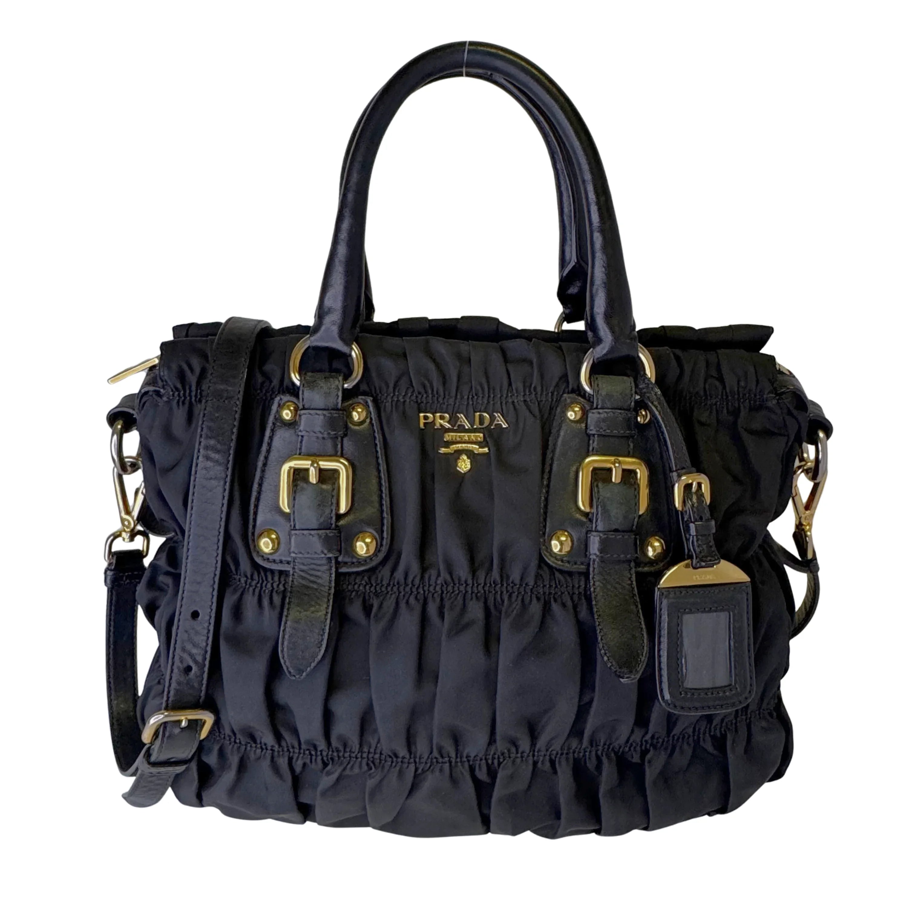 Prada Black Tessuto Nylon x Leather Tote Bag