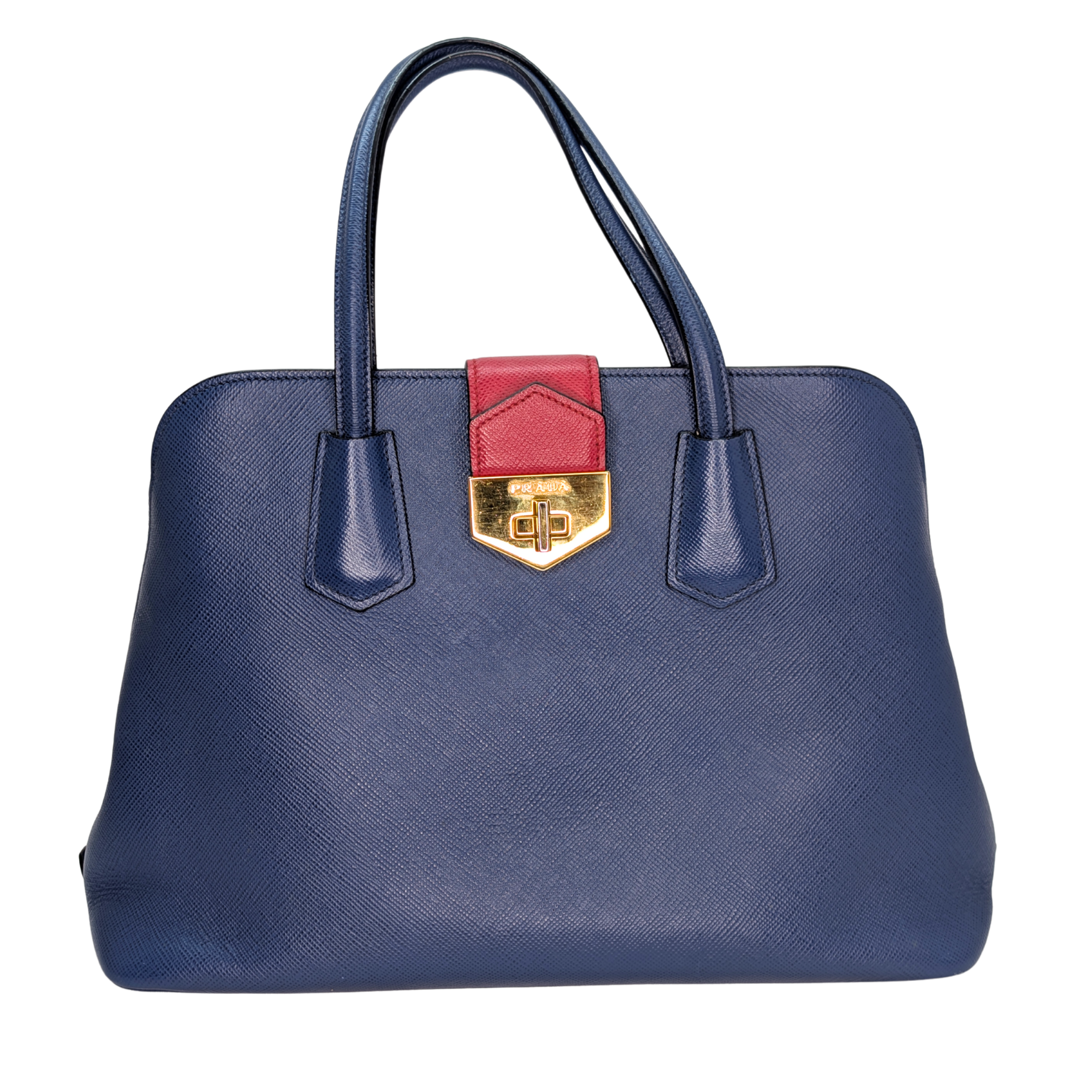 Prada Saffiano Cuir Tote Bag Navy Blue