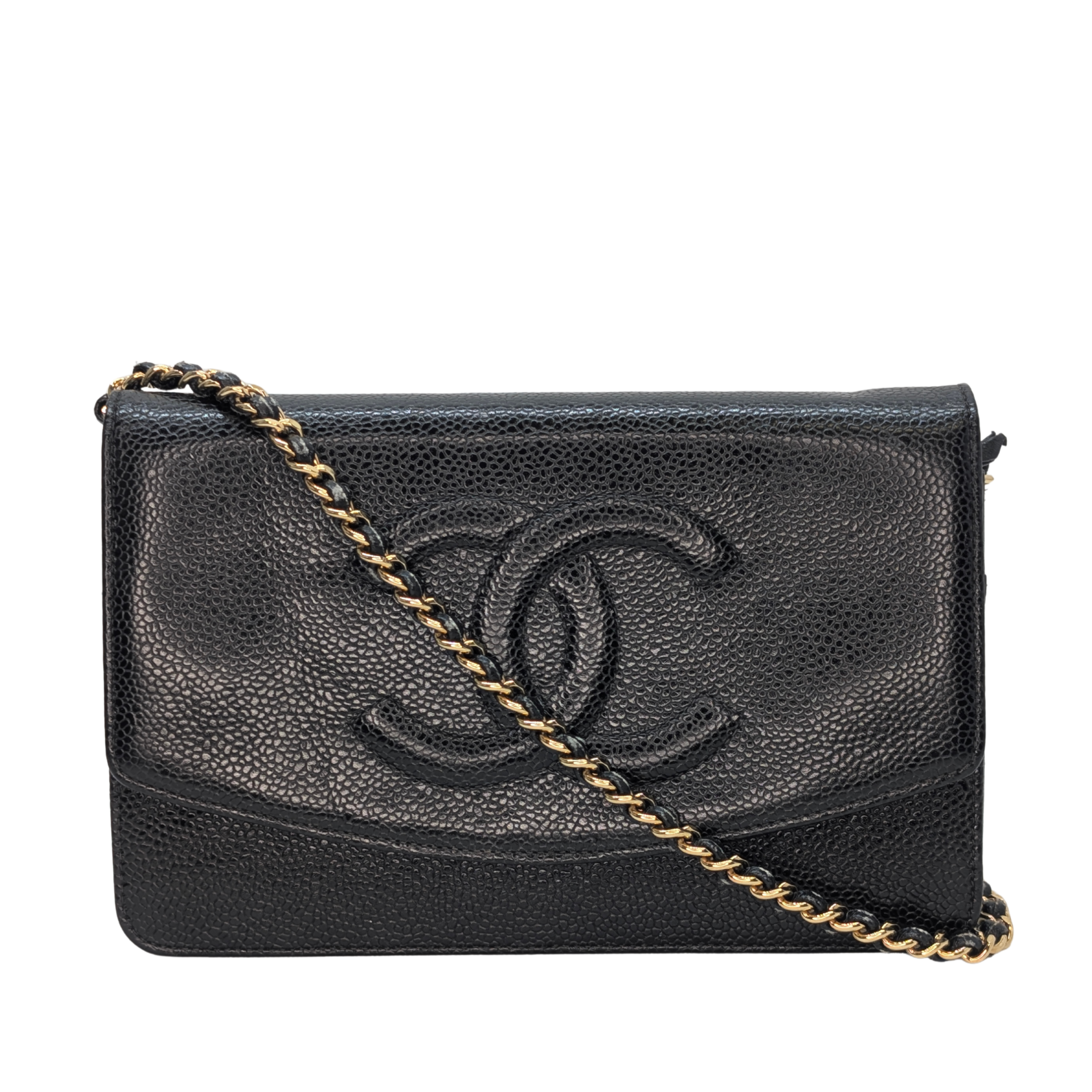 Chanel Caviar Timeless CC Wallet On Chain WOC Black