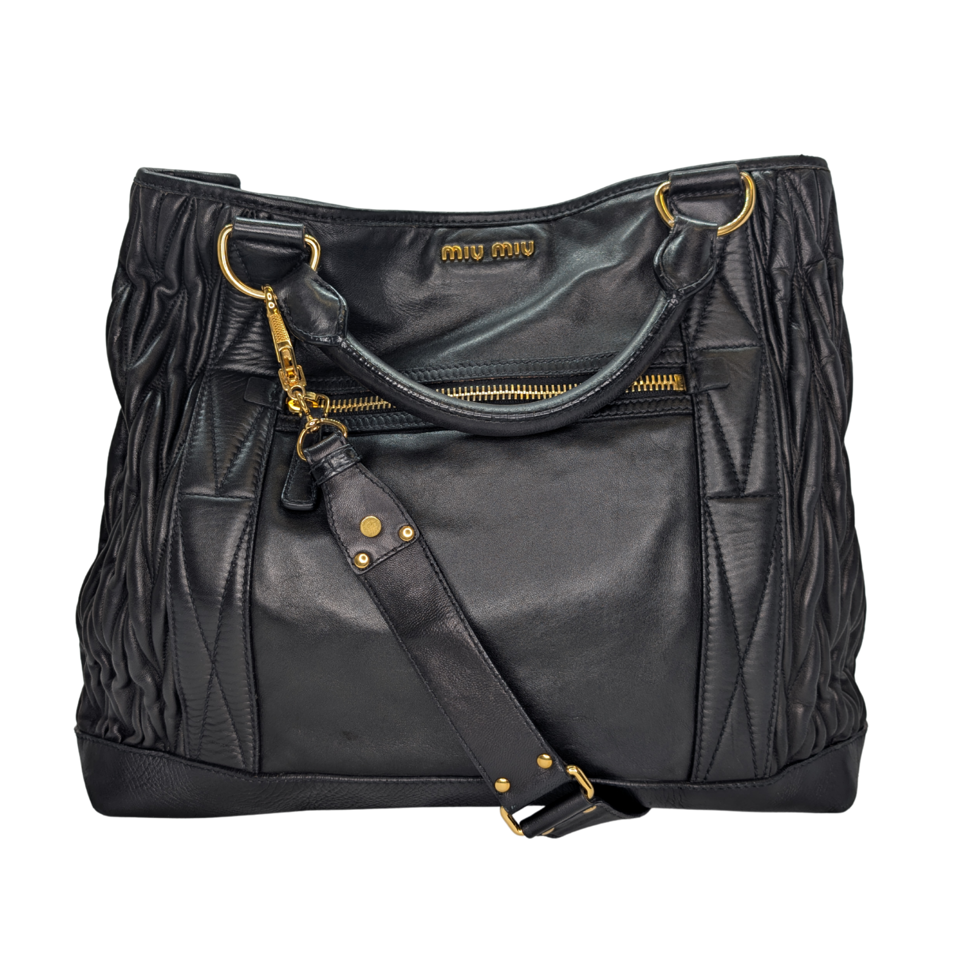 Miu Miu Matelasse Tote Bag Black - Lost Designer