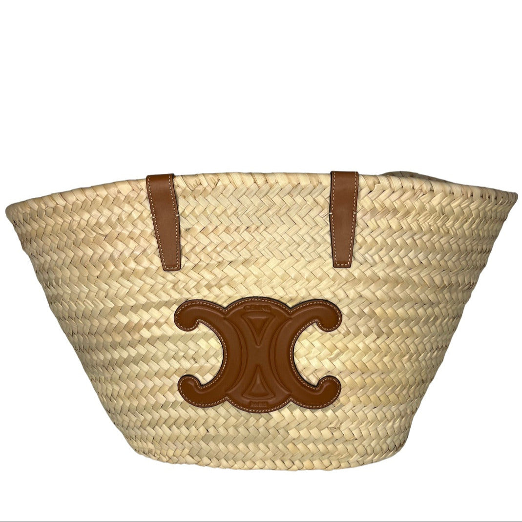 Celine Medium Triomphe Panier Tote – Palm Leaves Calfskin