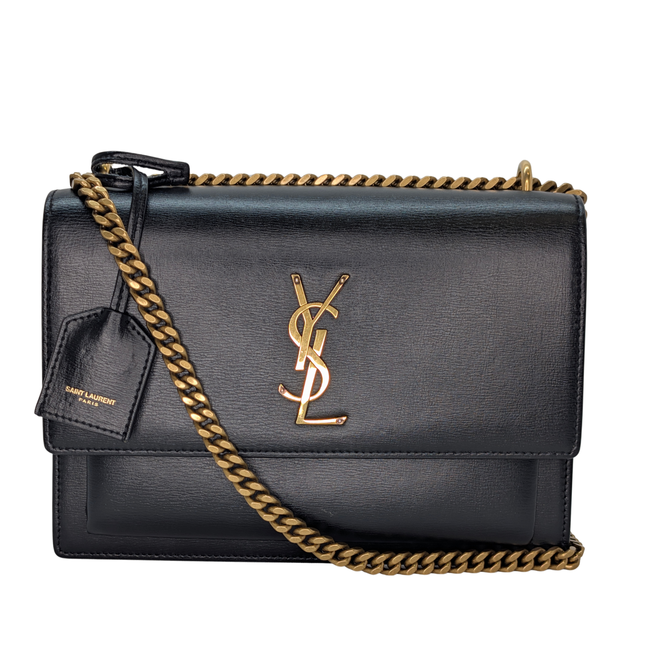 Yves Saint Laurent Sunset Small Leather Shoulder Bag Black