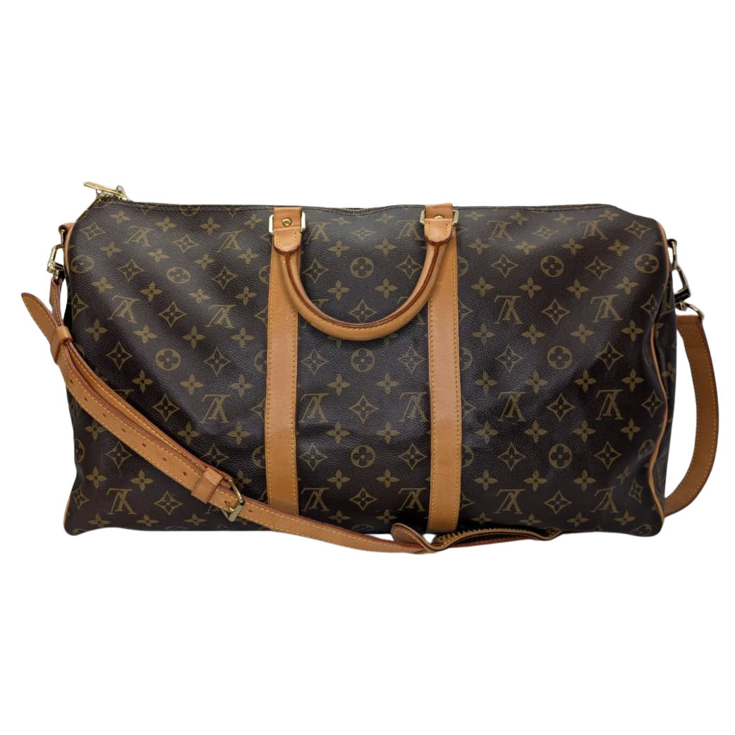 Louis Vuitton Monogram Keepall Bandoulière 50 Duffle Bag Brown