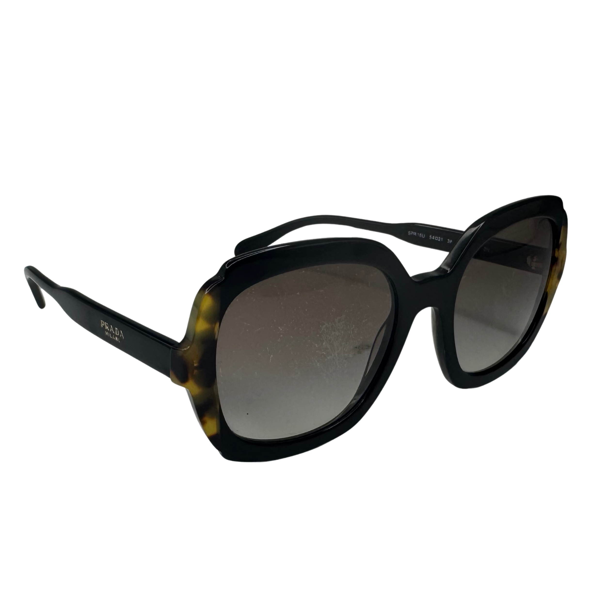 Prada SPR 16U Black Square Sunglasses